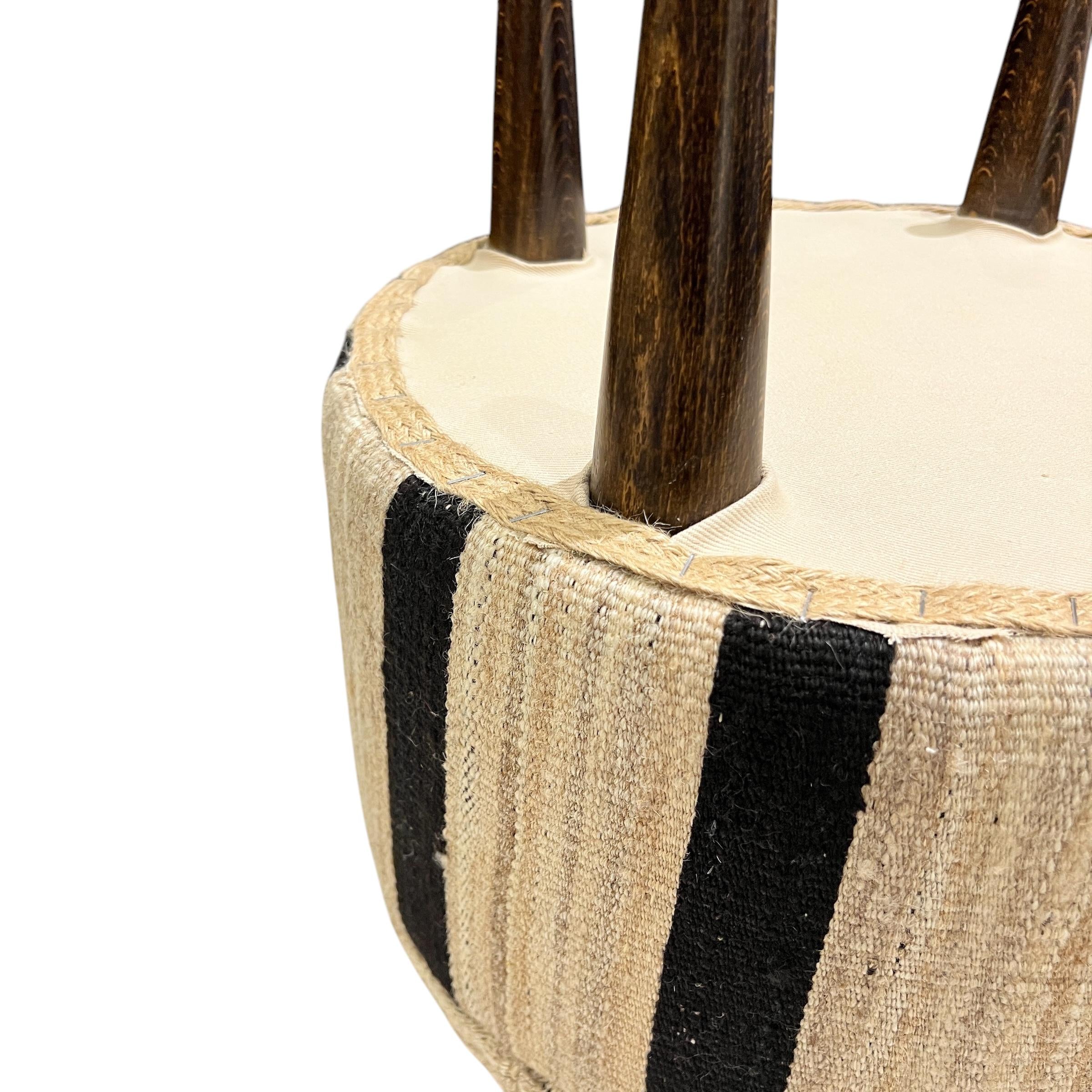 Stripe Kilim Small Round Ottoman