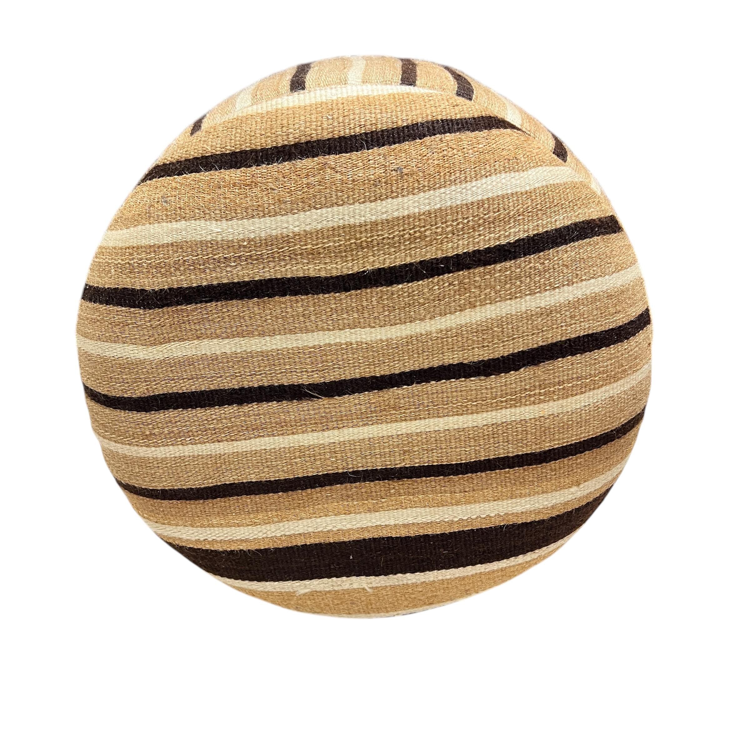Angora Stripe Small Round Ottoman
