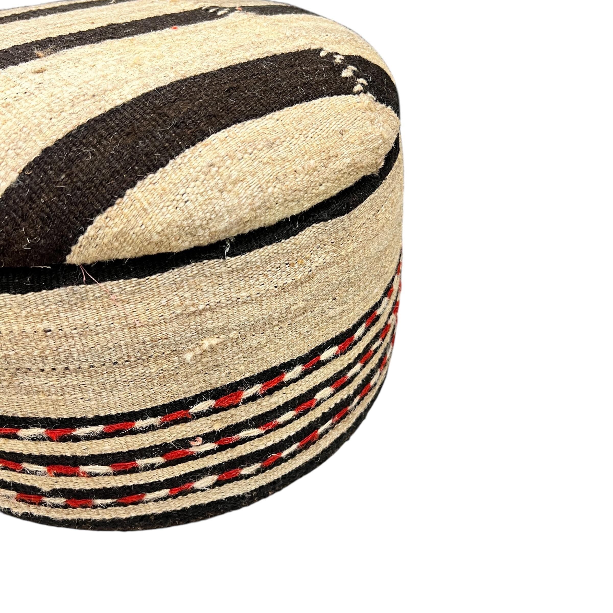Stripe Kilim Small Round Ottoman