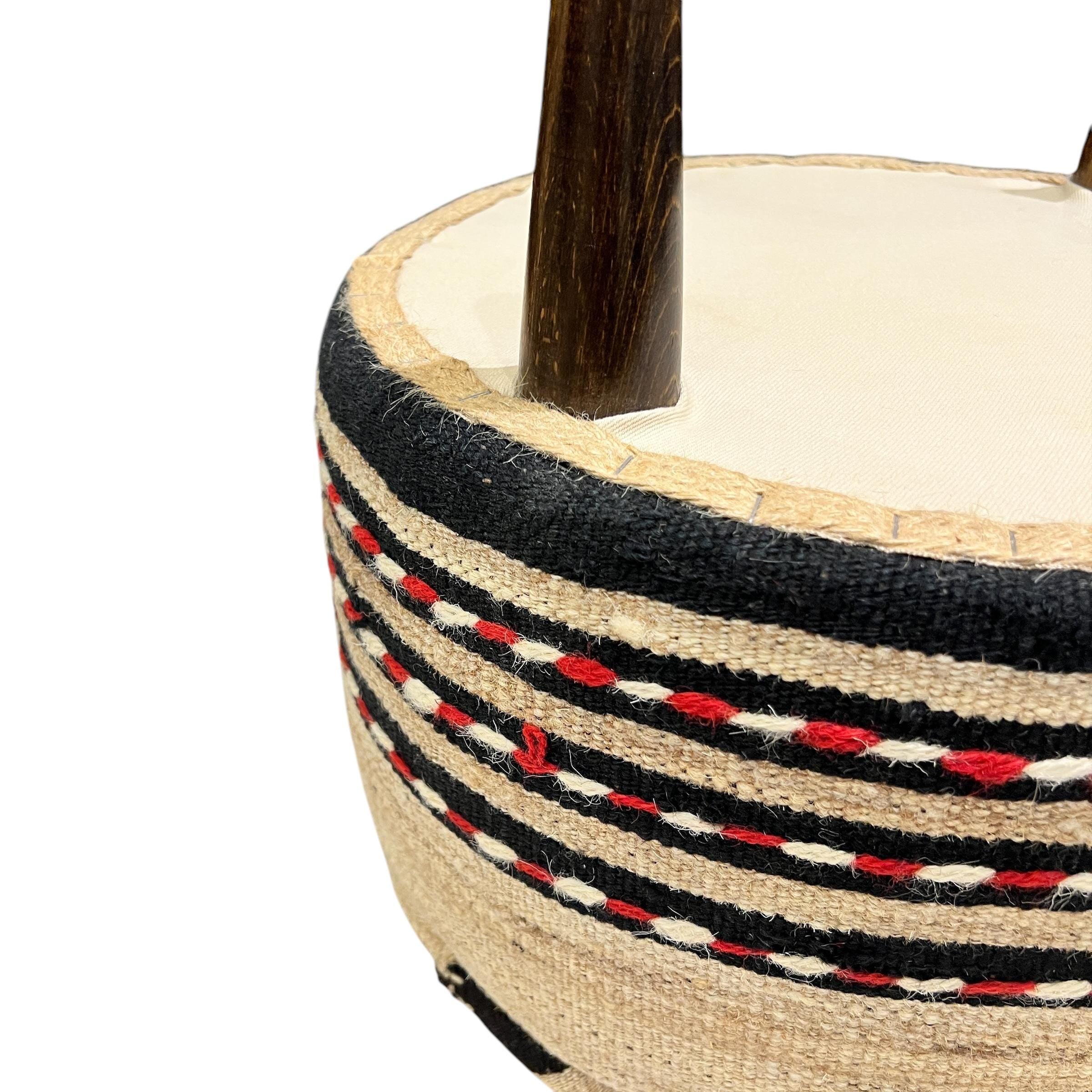 Stripe Kilim Small Round Ottoman