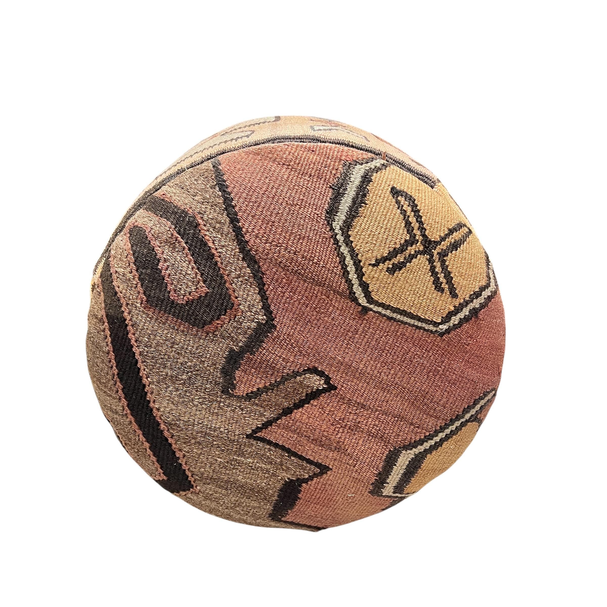 Vintage Kilim Small Round Ottoman