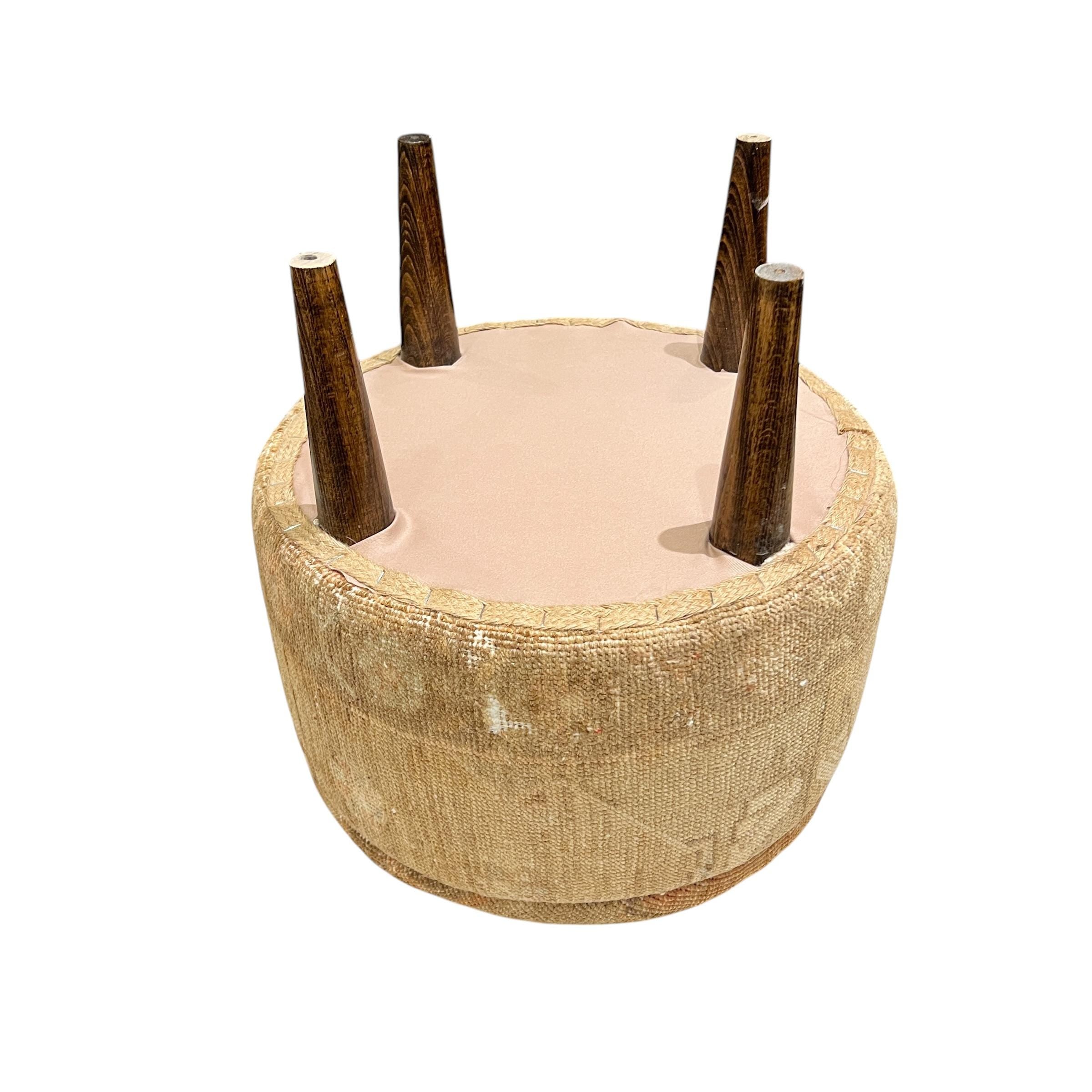 Small Vintage Carpet Round Ottoman