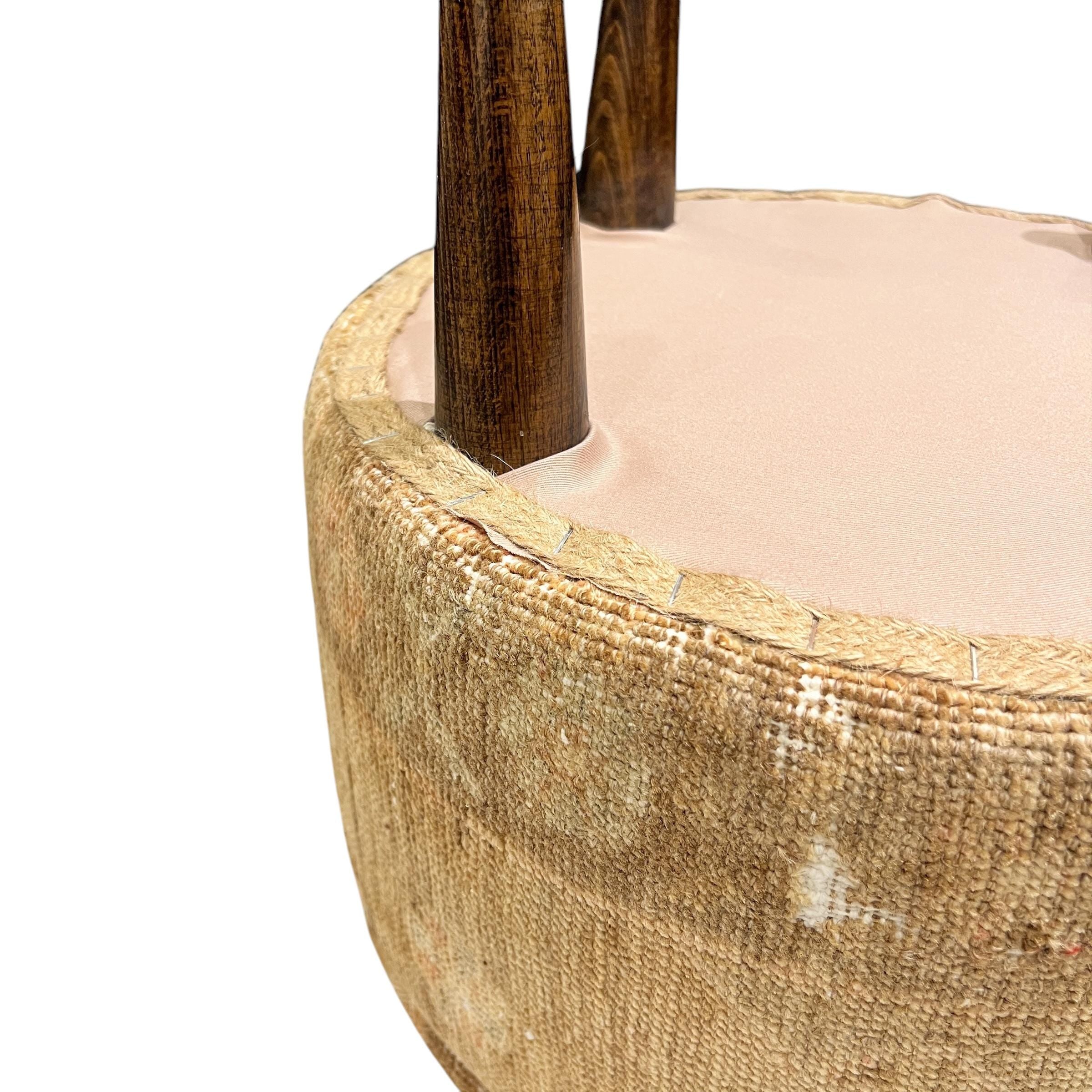 Small Vintage Carpet Round Ottoman