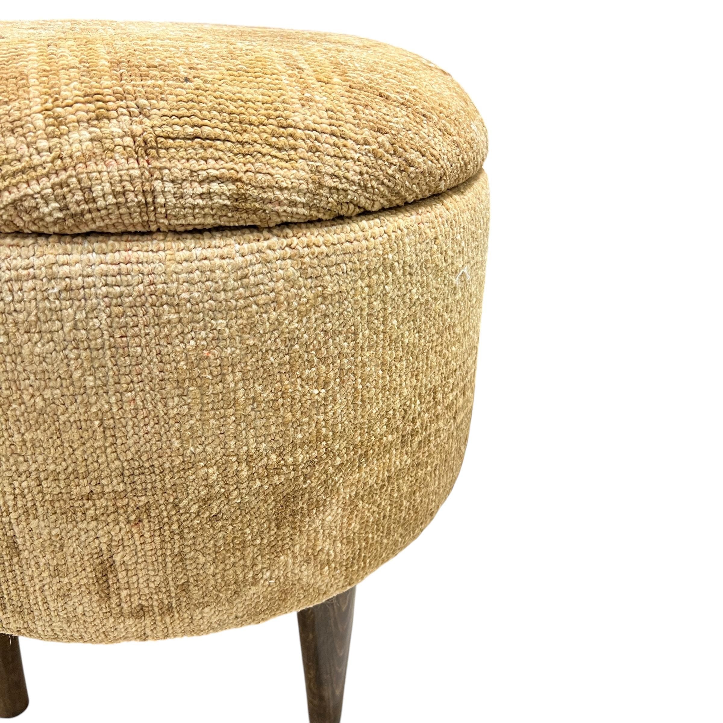 Small Vintage Carpet Round Ottoman