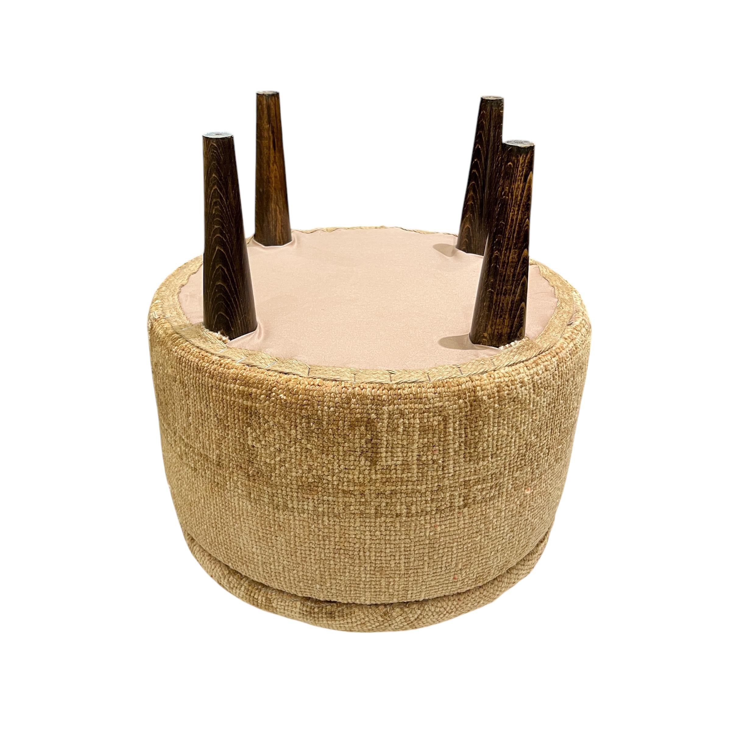 Small Vintage Carpet Round Ottoman