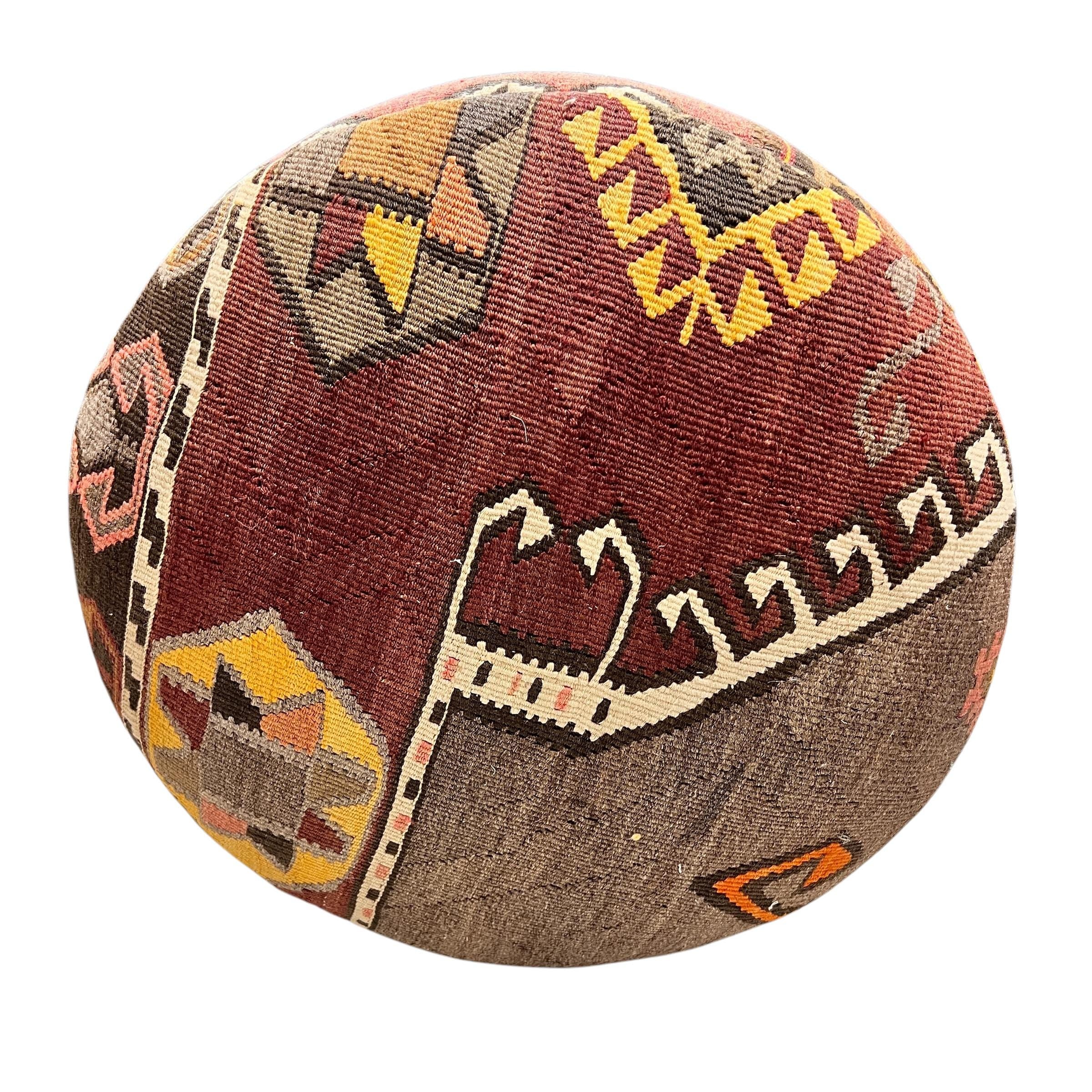 Medium Kilim Round Ottoman