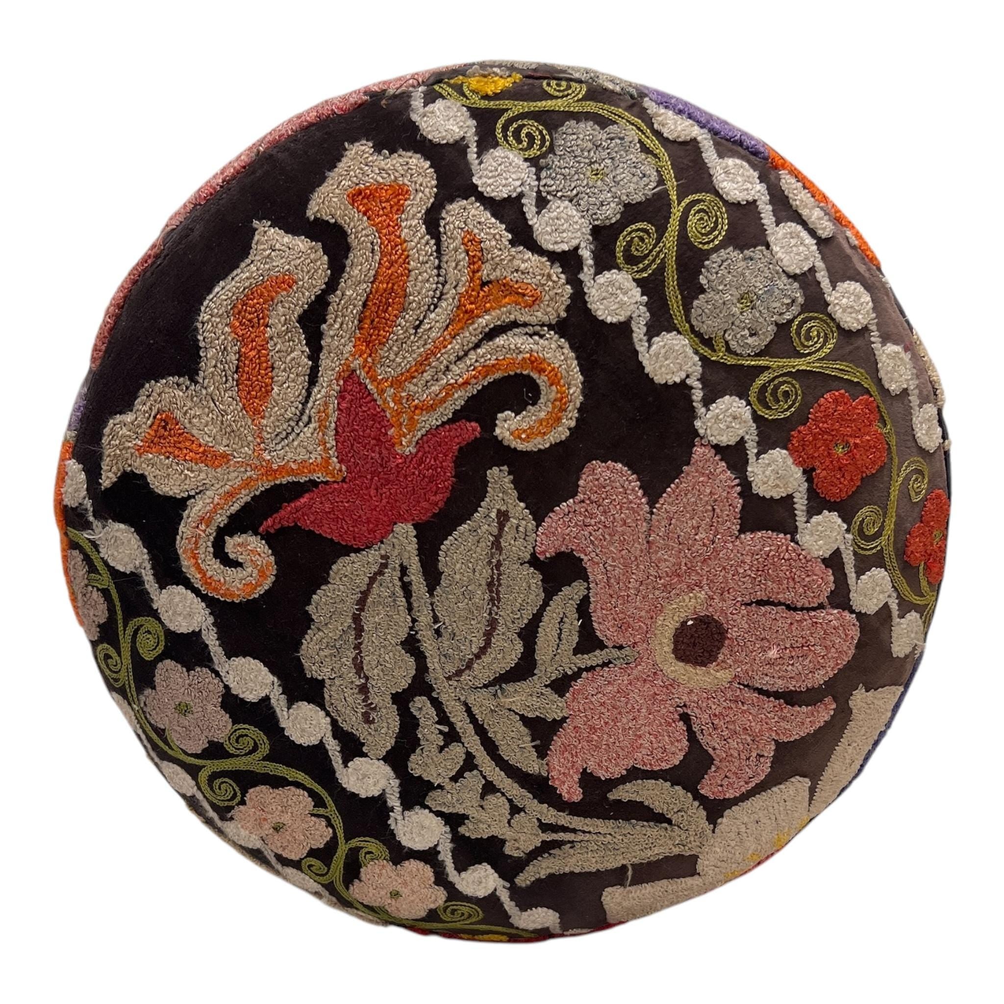 Vintage Suzani Small Round Ottoman