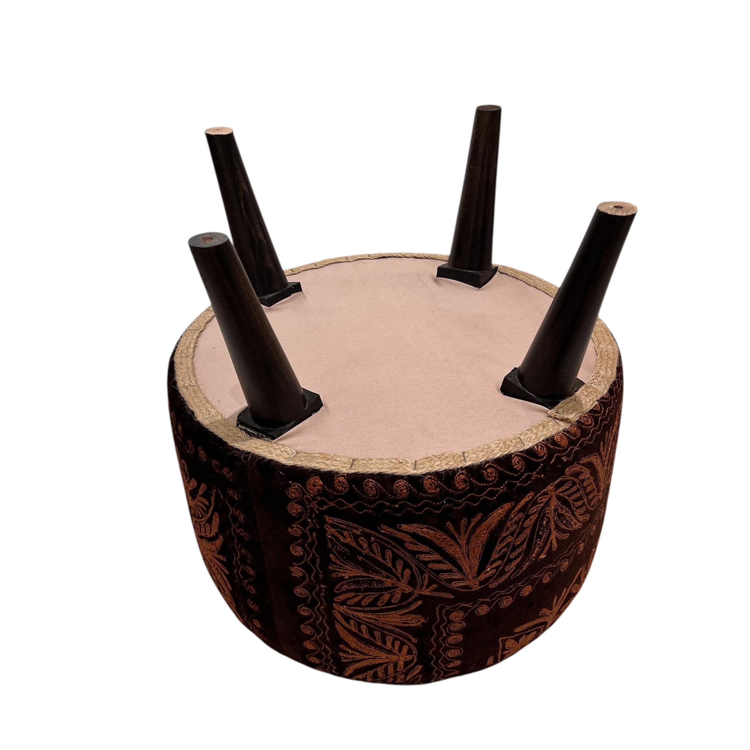 Vintage Suzani Round Small Ottoman