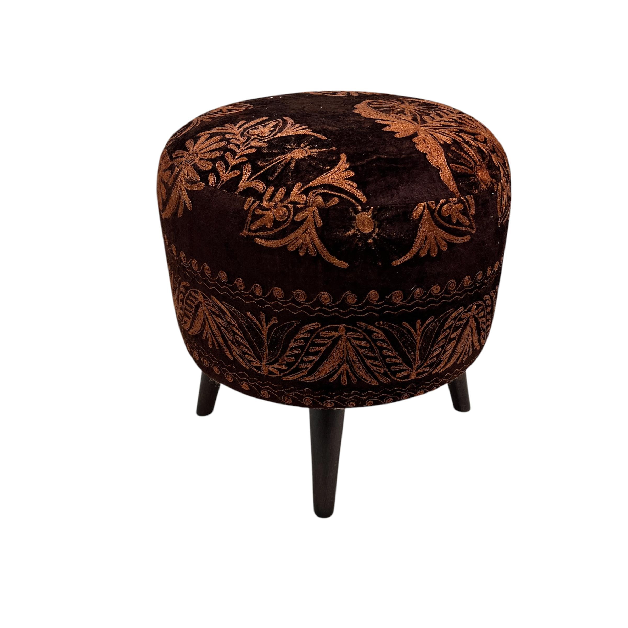 Vintage Suzani Small Round Ottoman