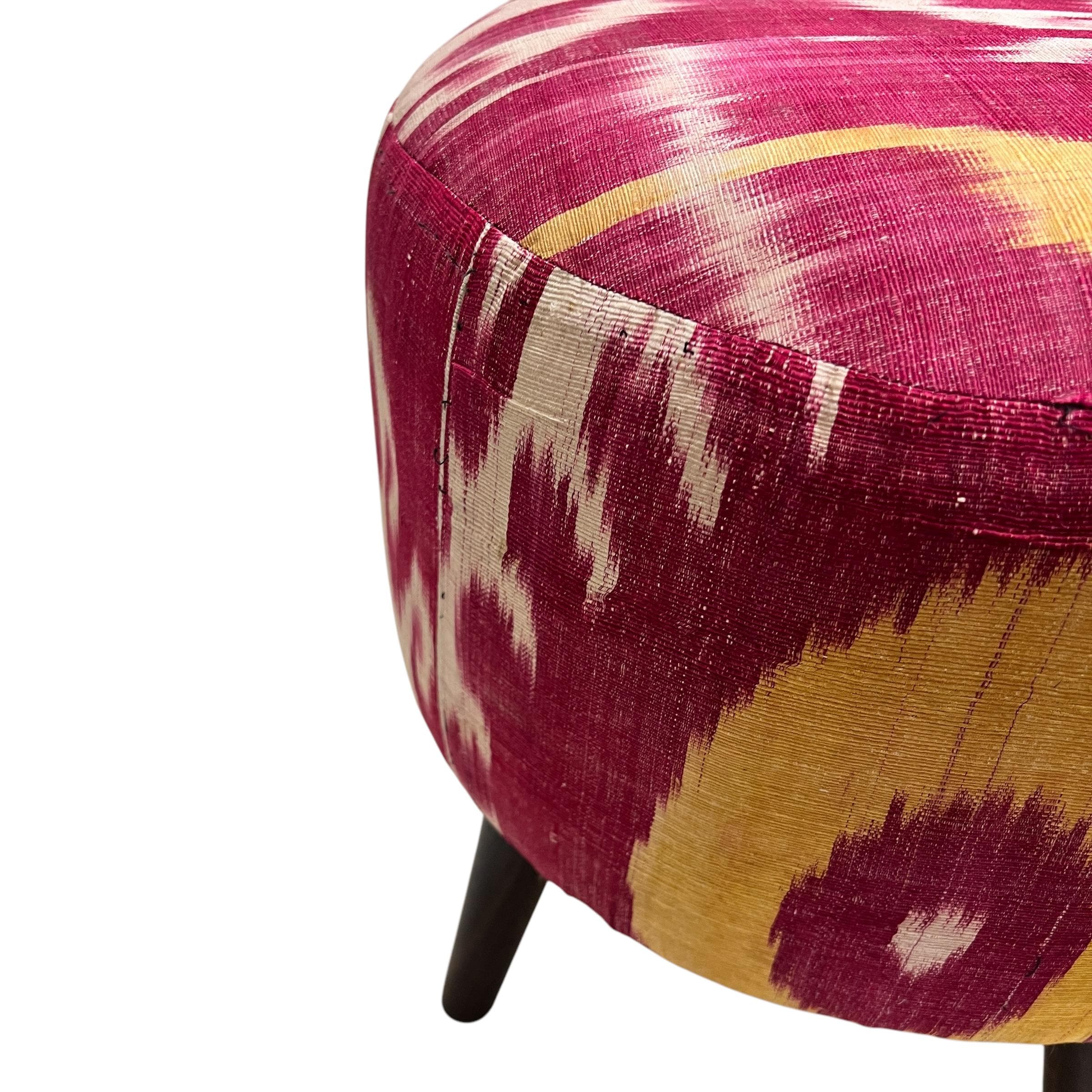 Pair of Silk Ikat Ottoman