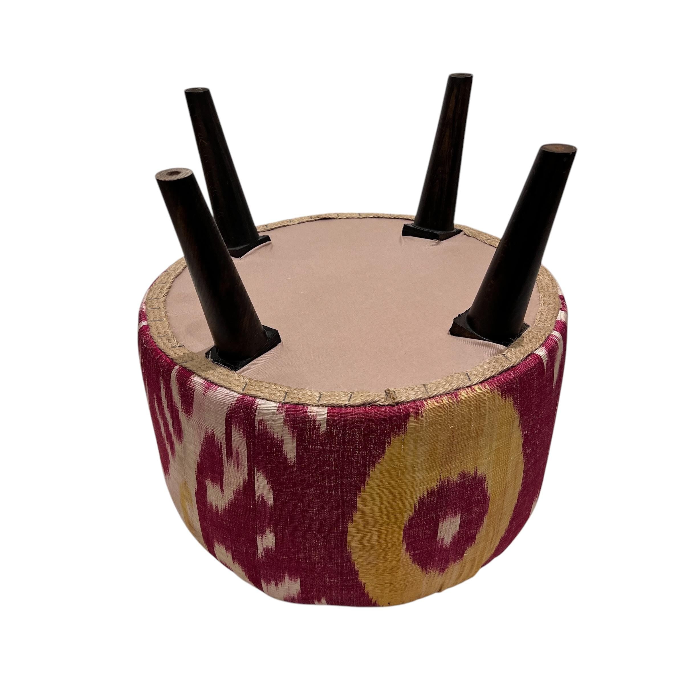 Pair of Silk Ikat Ottoman