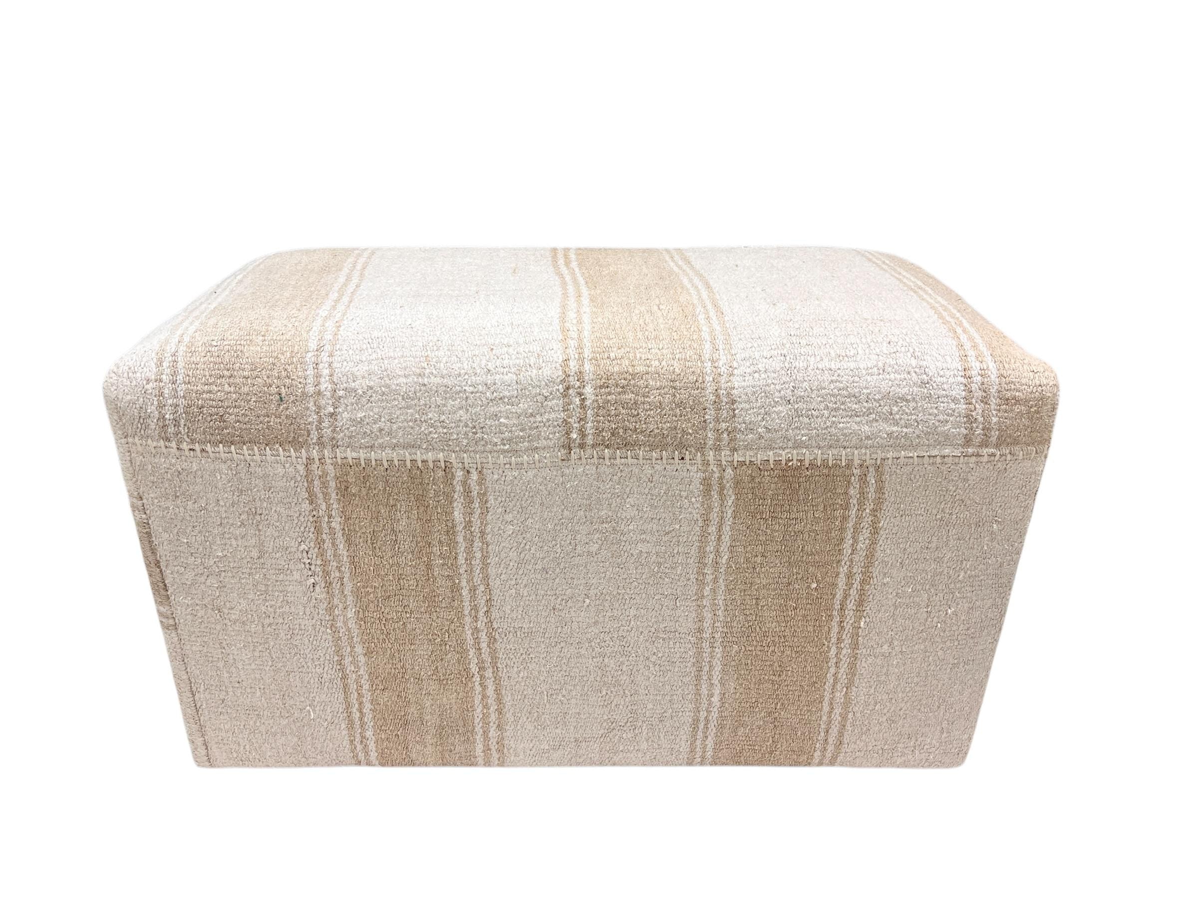Vintage Hemp Rectangular Ottoman