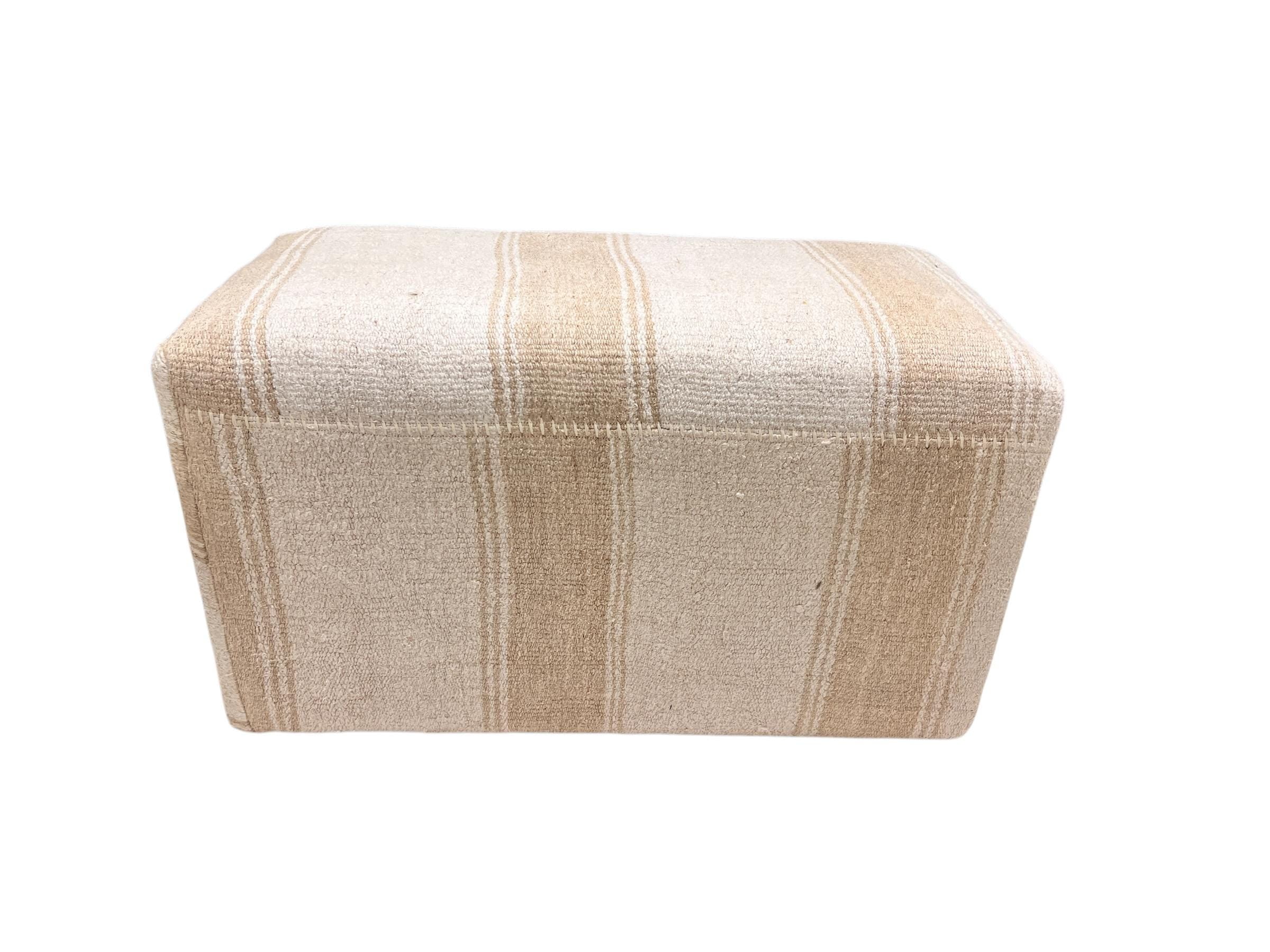 Vintage Hemp Rectangular Ottoman
