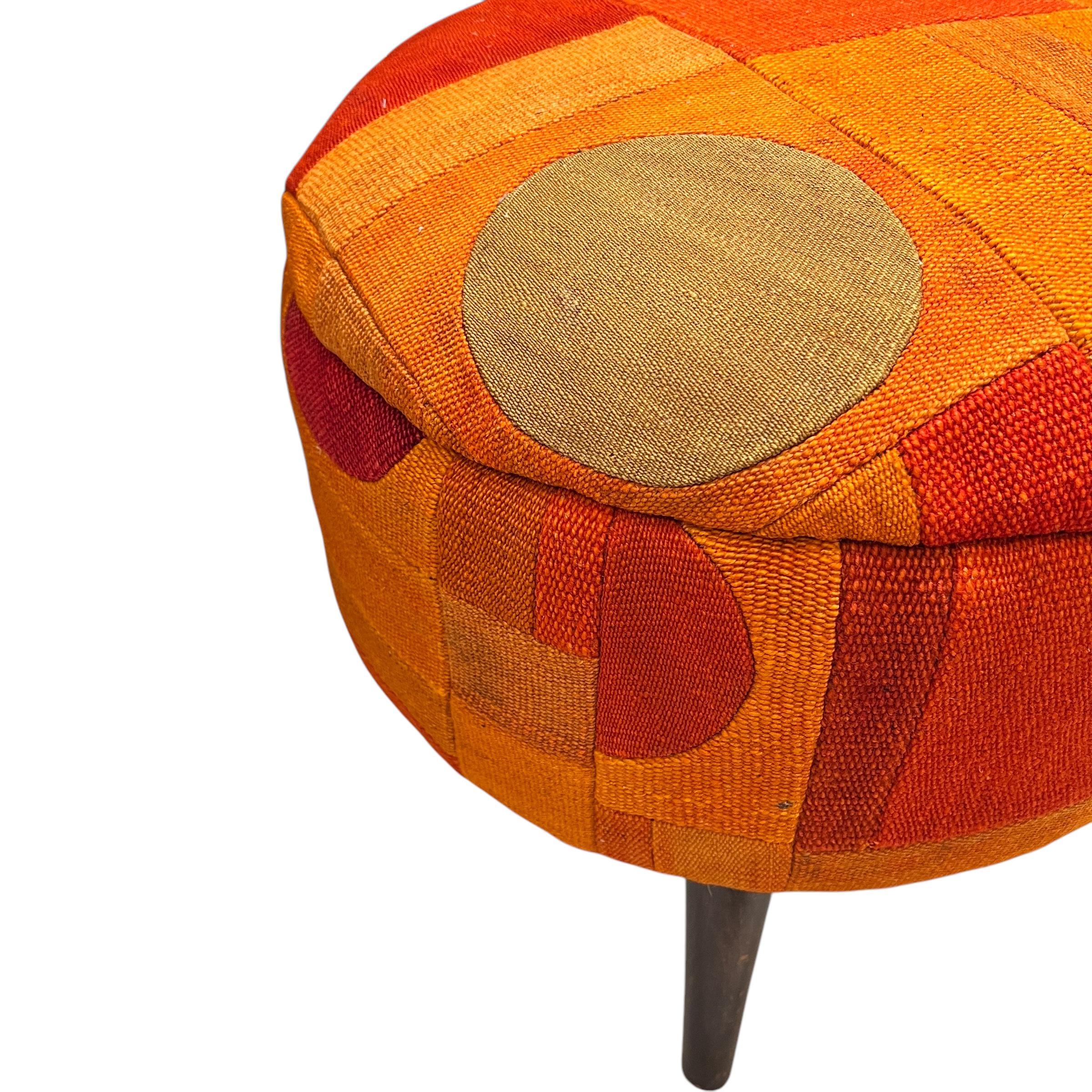 Mid-Century Patchwork Medium Ottoman