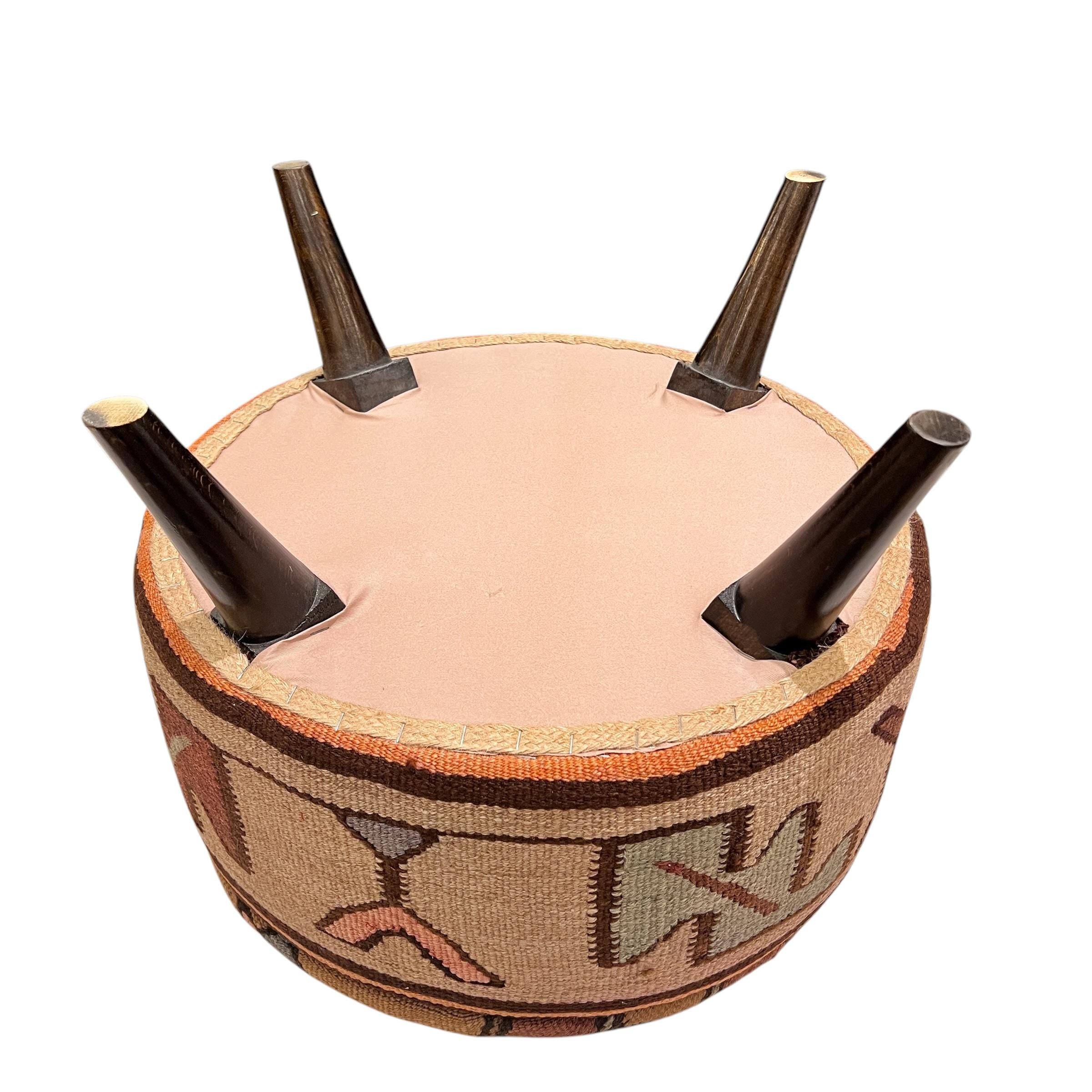 Vintage Kilim  Medium Round Ottoman