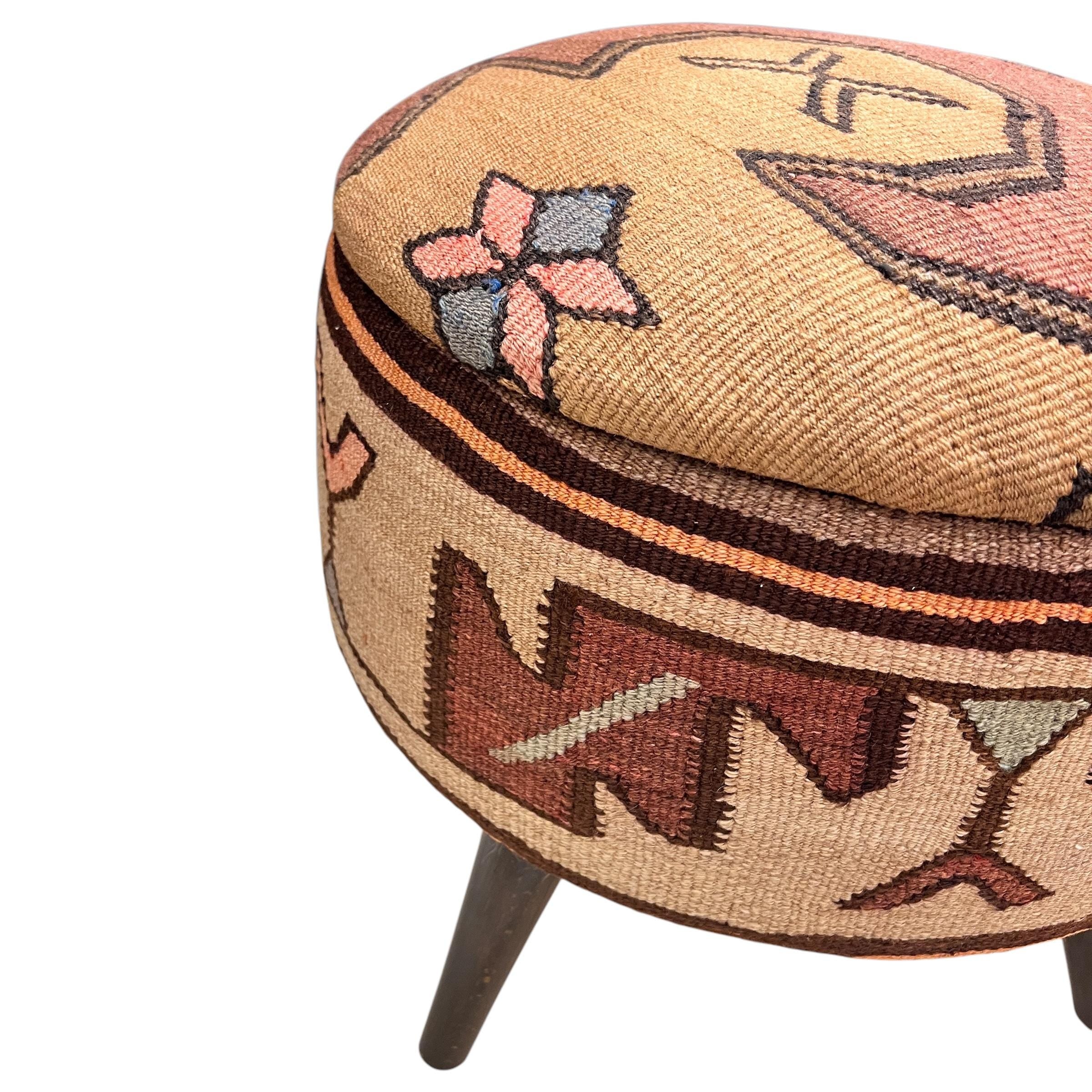 Vintage Kilim  Medium Round Ottoman