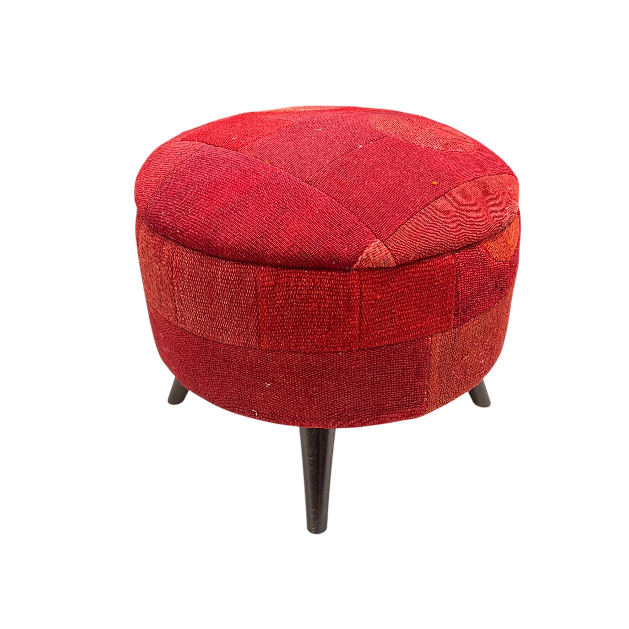 Mid-Century Medium Round Ottoman