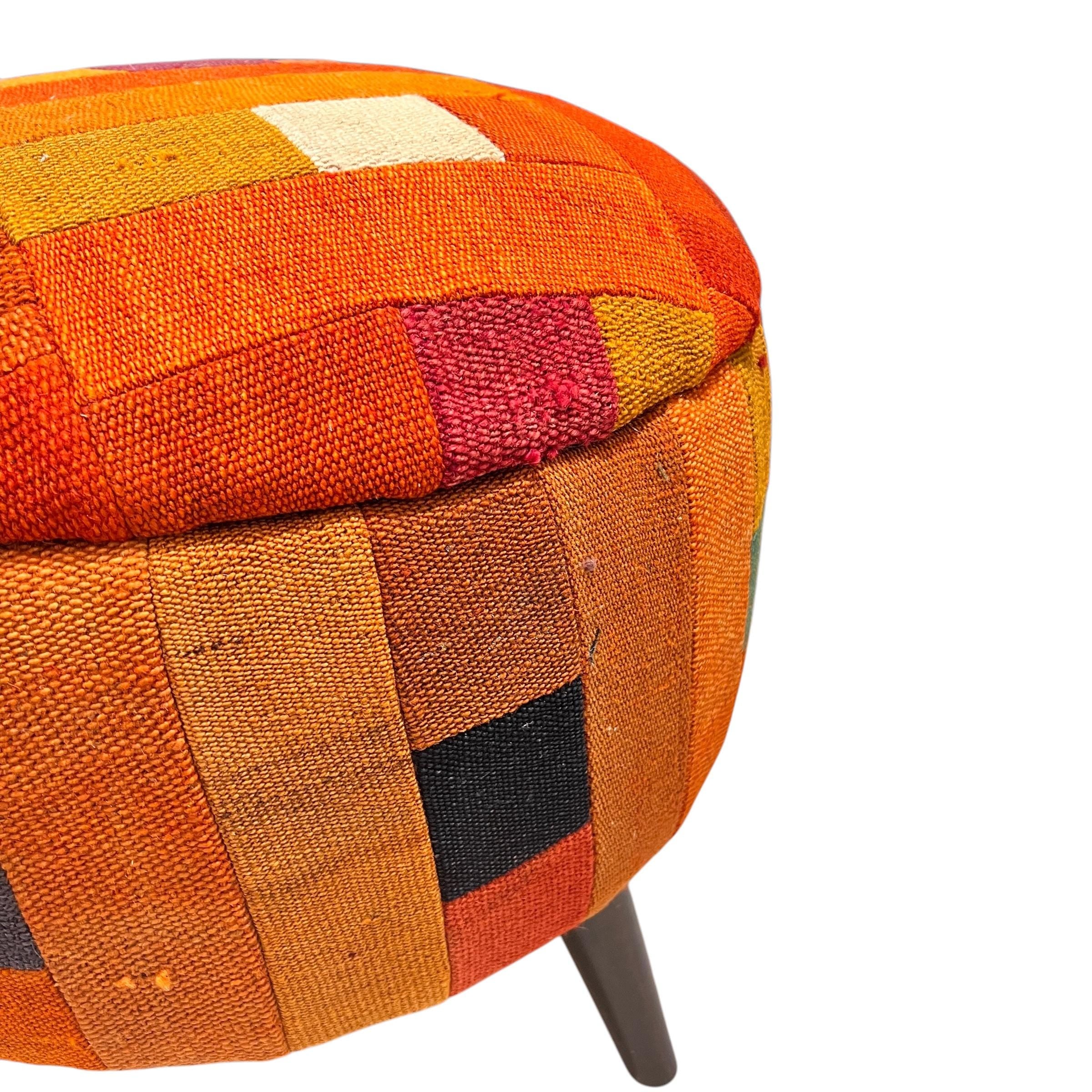 Mid-Century Medium Round Ottoman