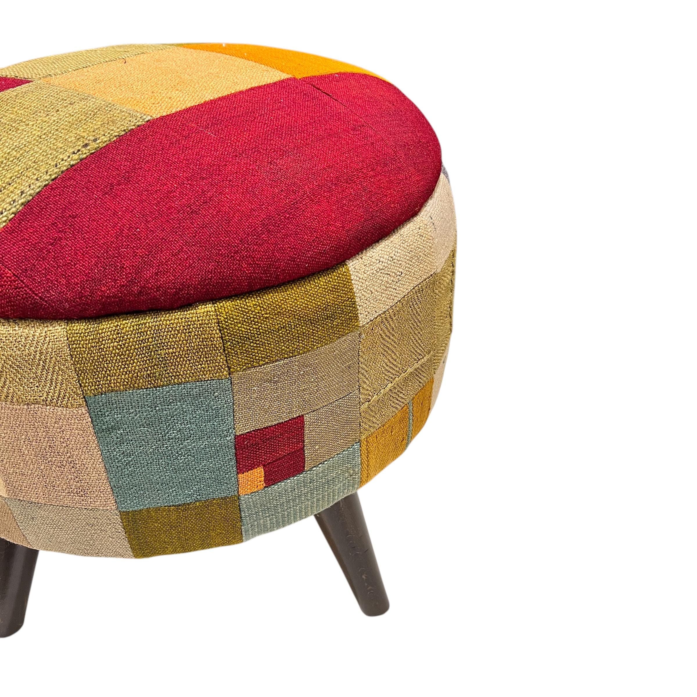 Mid-Century Medium Round Ottoman