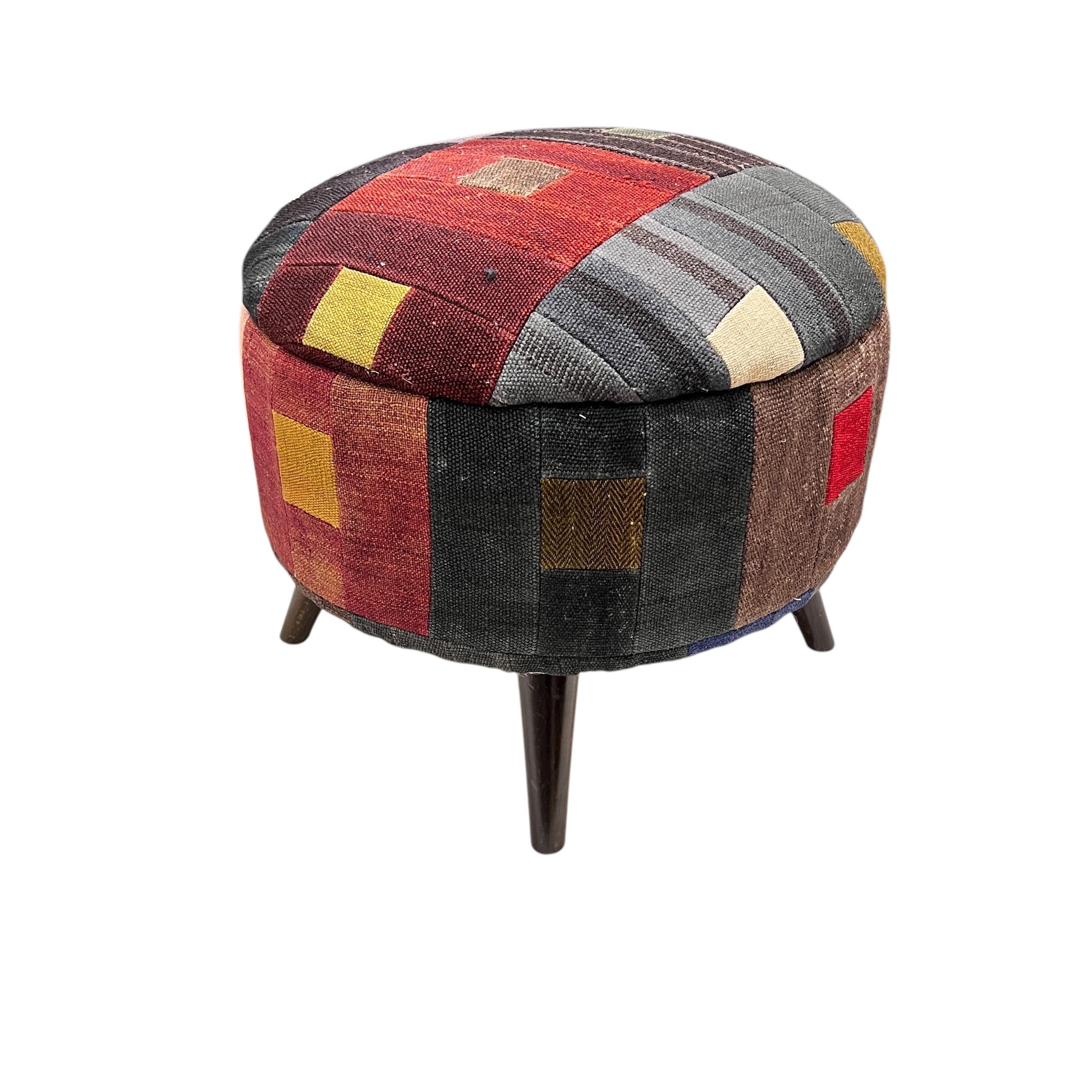 Mid-Century Medium Round Ottoman