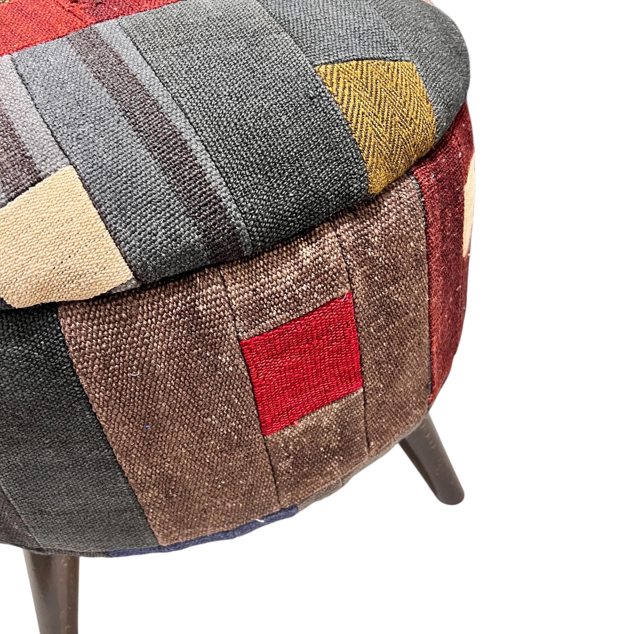 Mid-Century Medium Round Ottoman