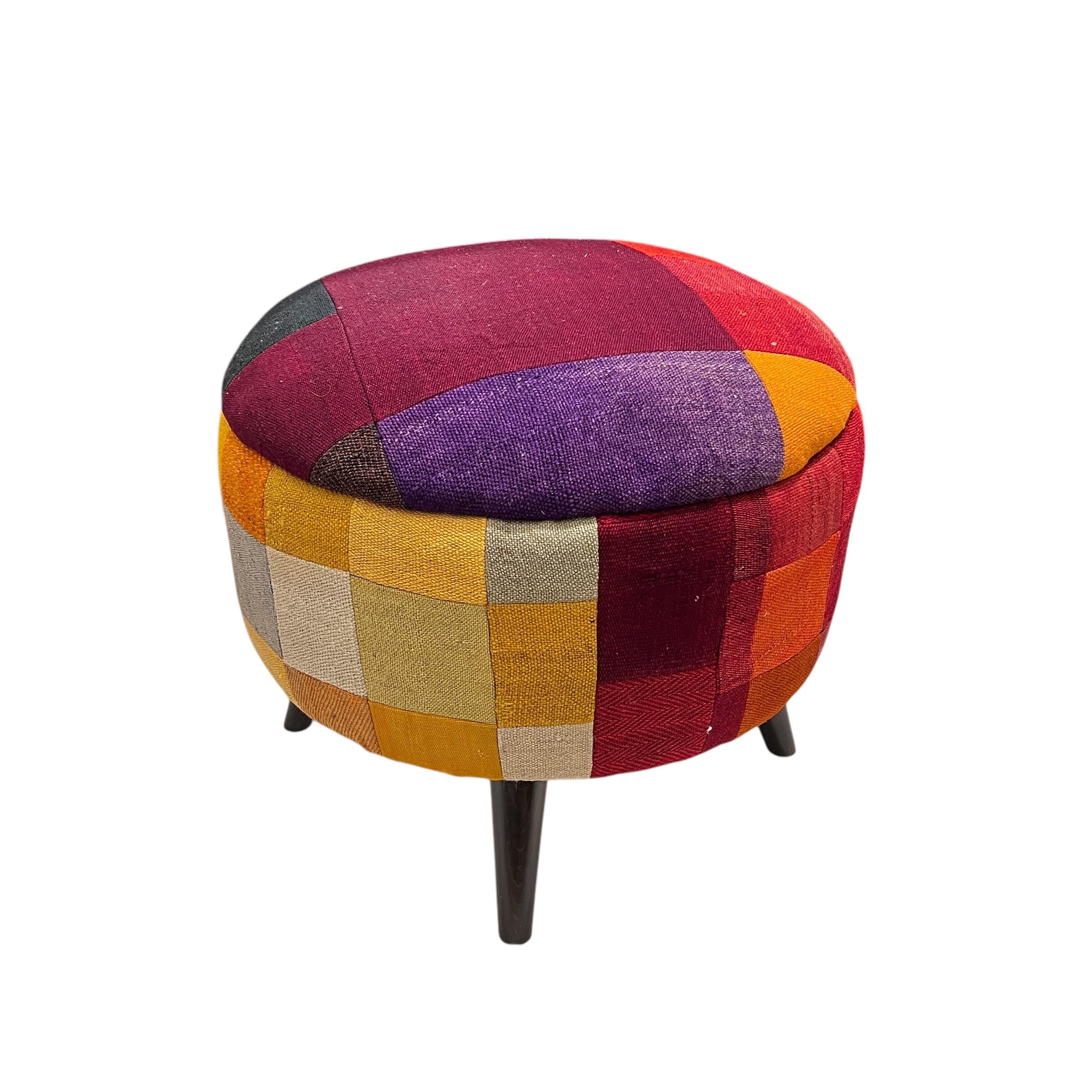Mid-Century Medium Round Ottoman