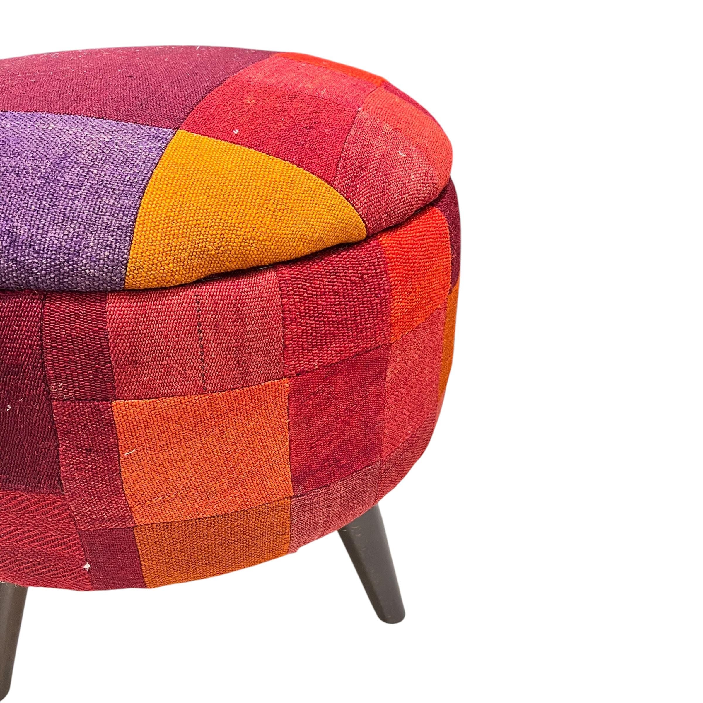 Mid-Century Medium Round Ottoman