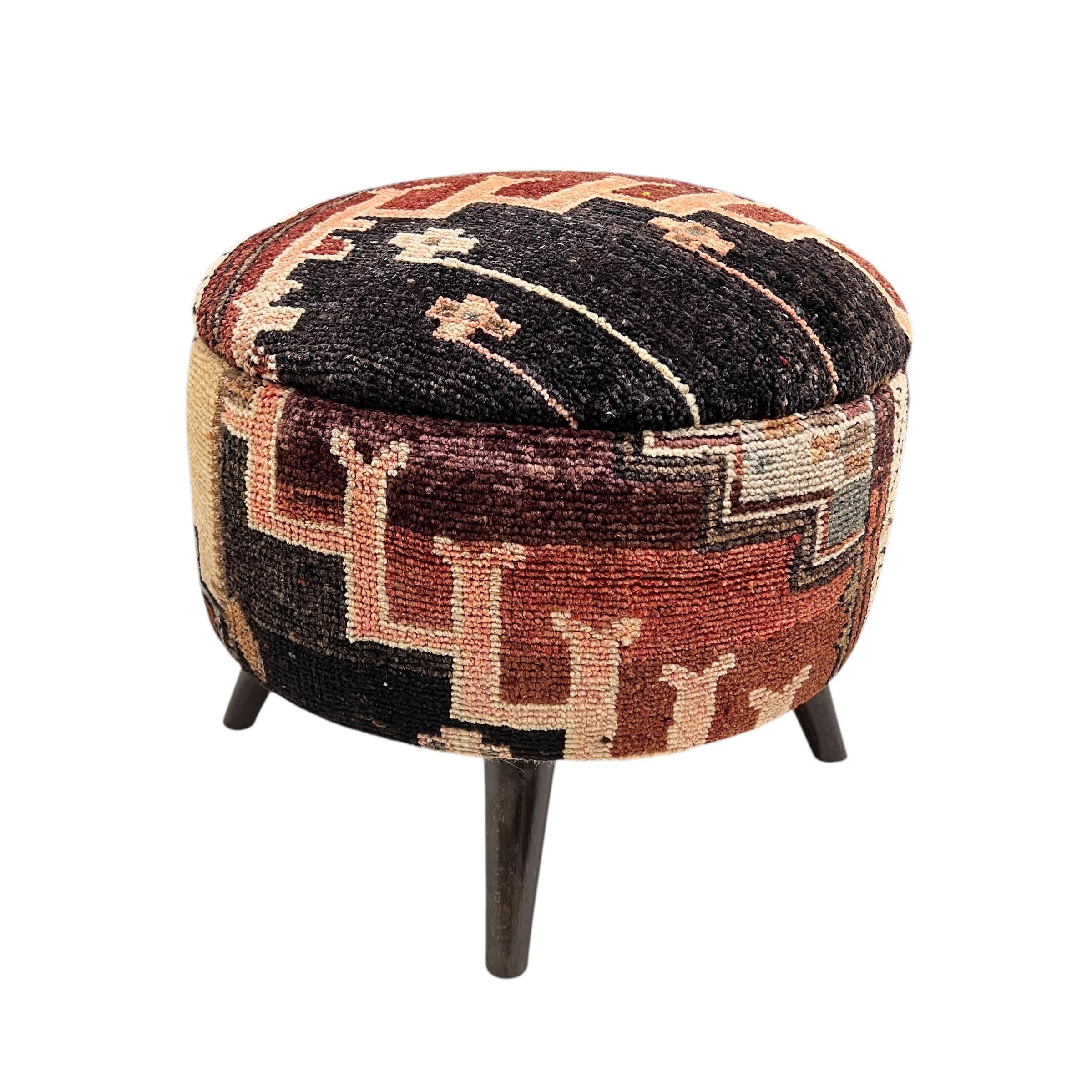 Vintage Carpet Medium Round Ottoman