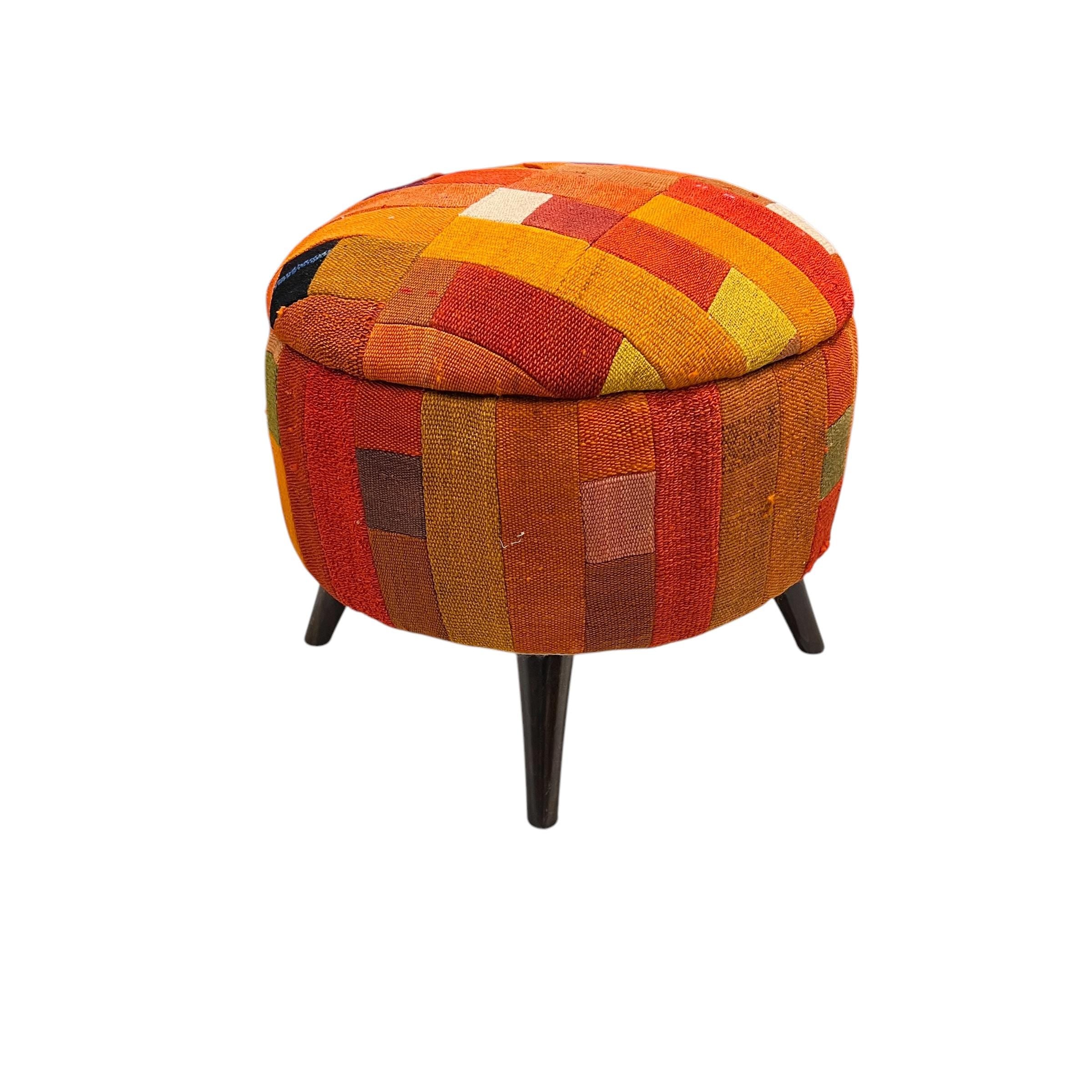 Mid-Century Medium Round Ottoman