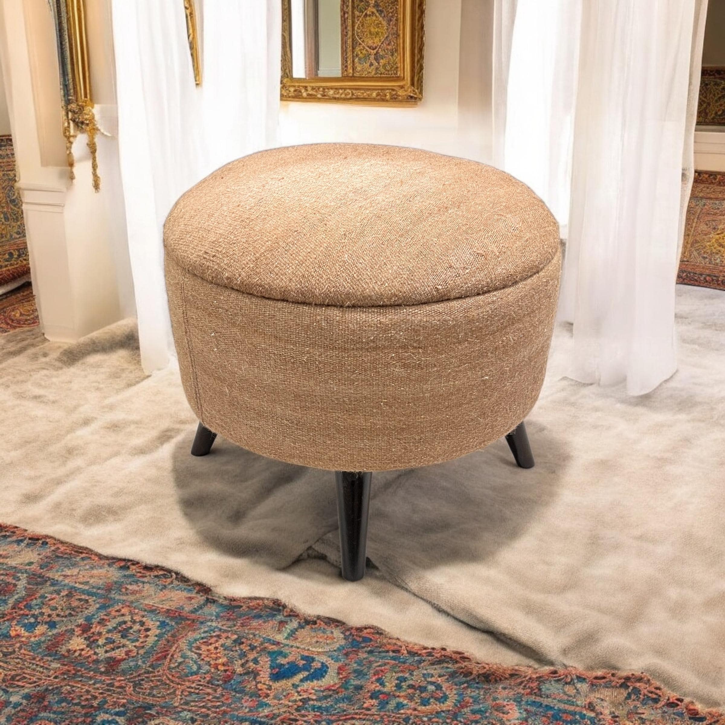 Angora Medium Round Ottoman