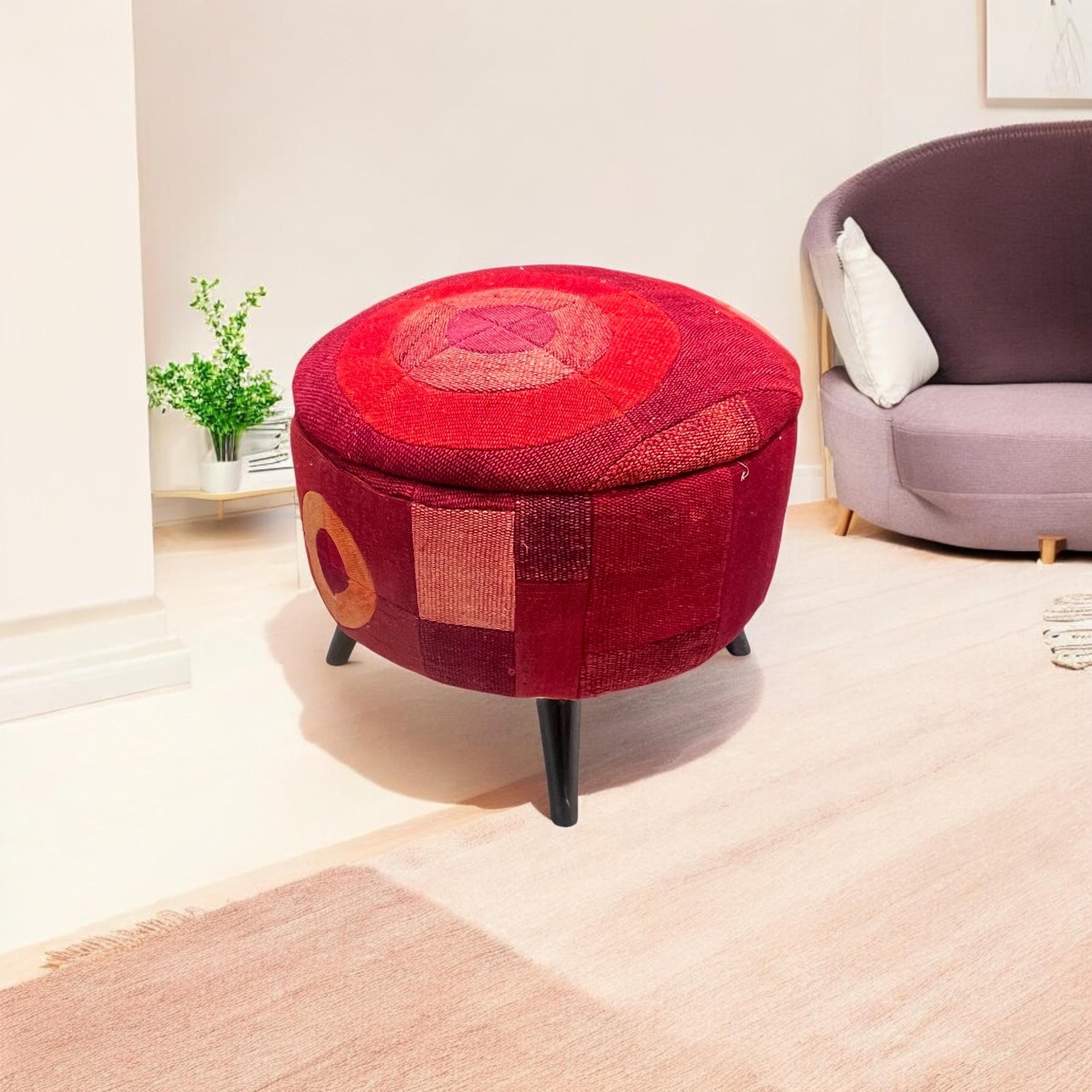 Mid-Century Small Round Ottoman