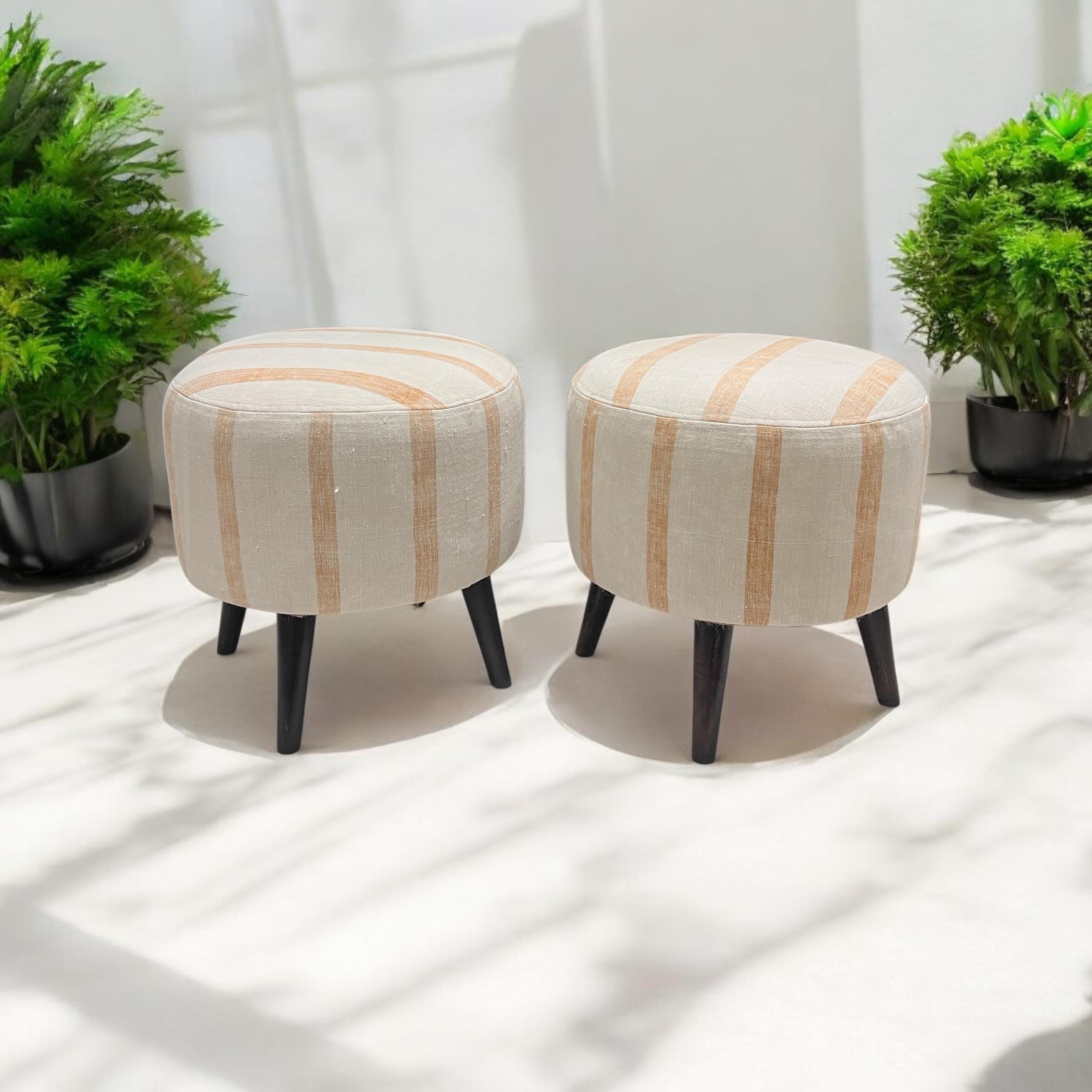 Stripe Kilim Small Ottoman