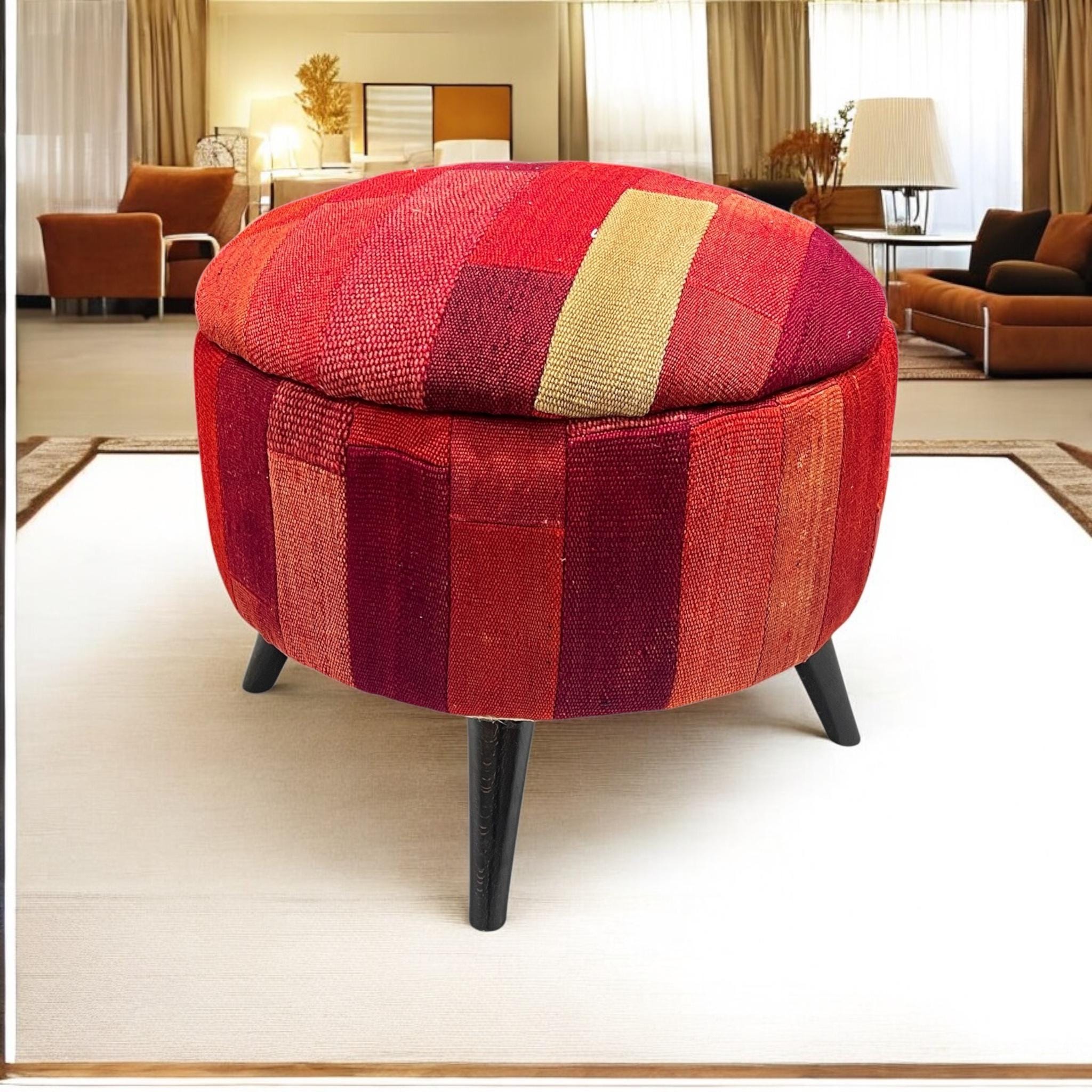 Mid-Century Medium Round Ottoman