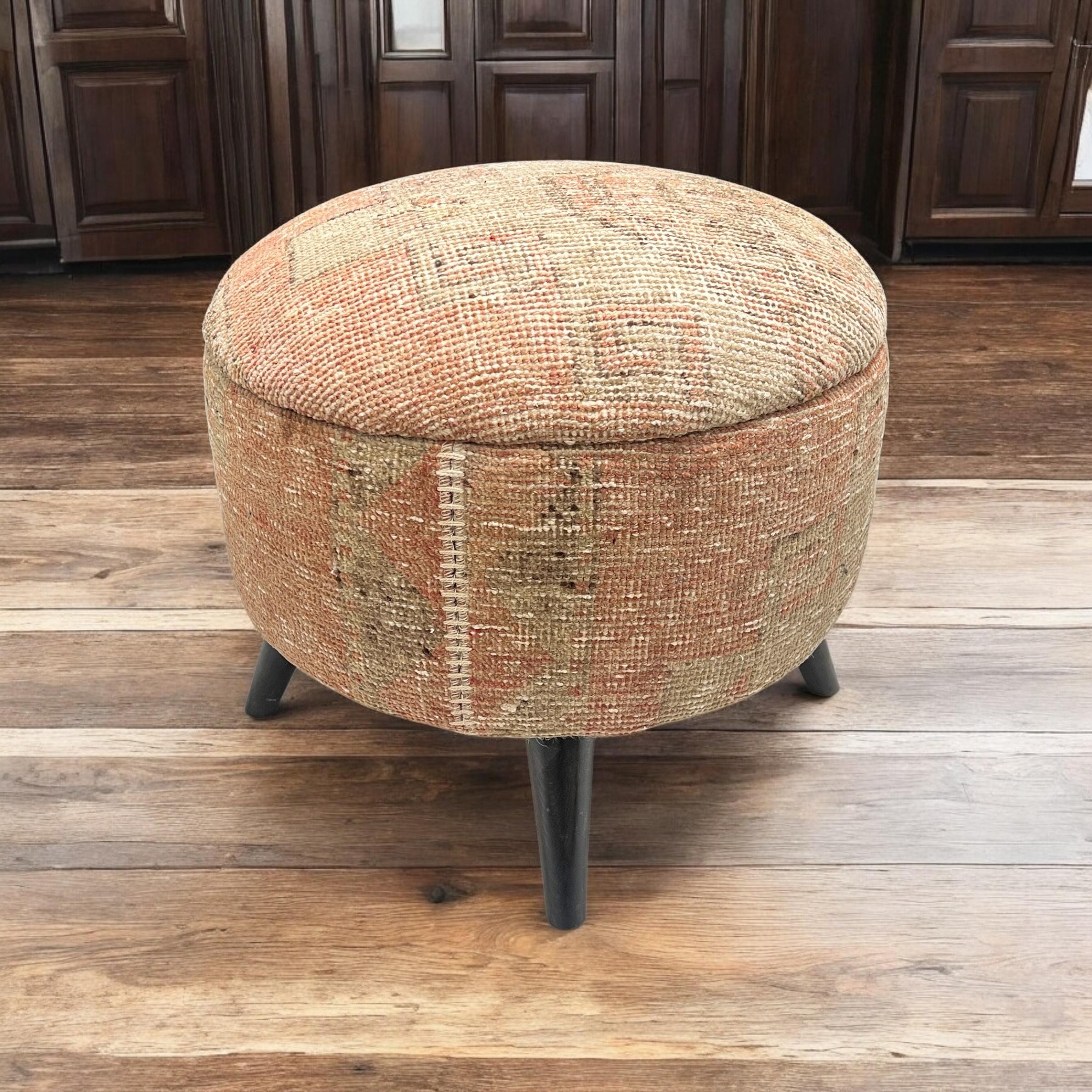 Vintage Rug Medium Round Ottoman