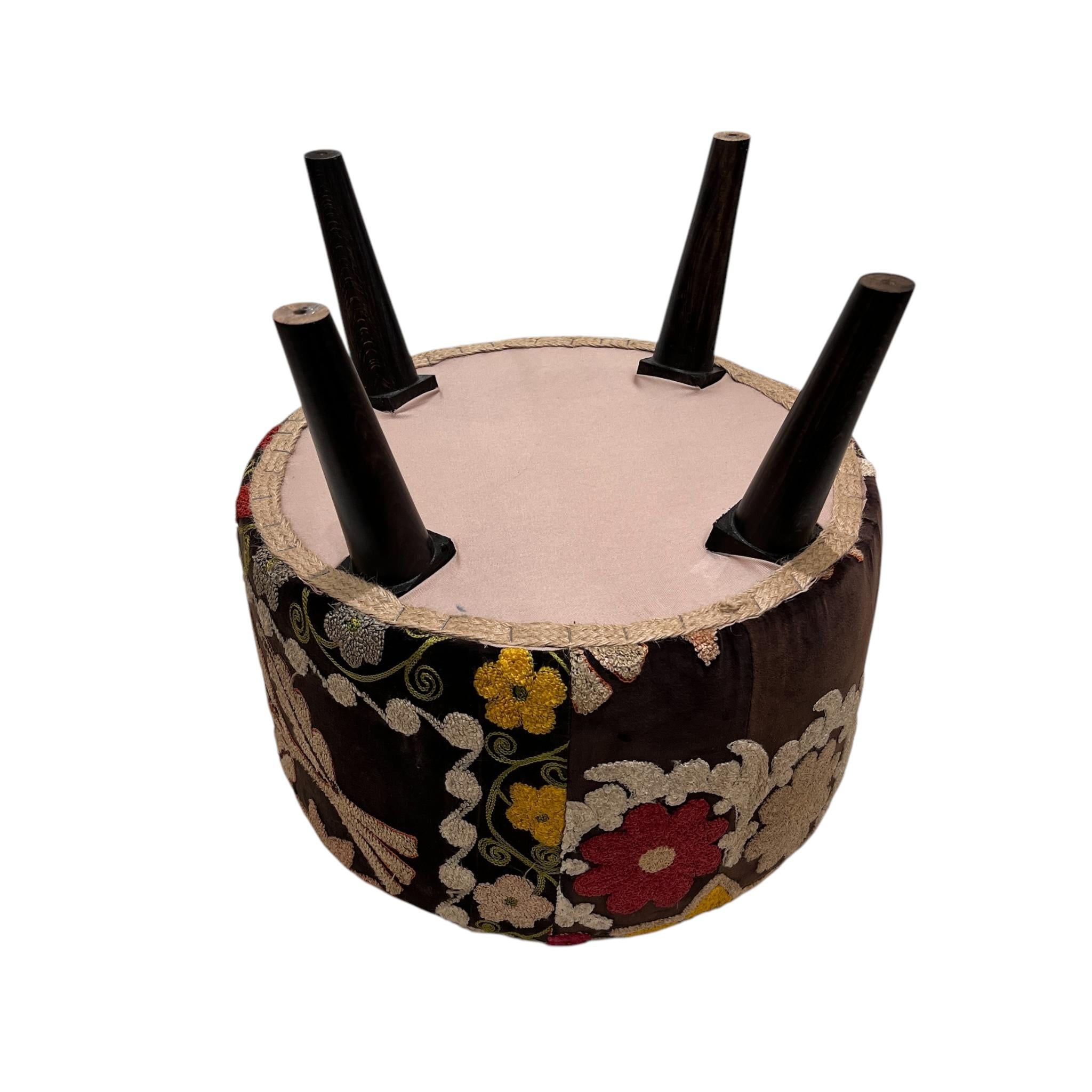 Vintage Suzani Small Round Ottoman