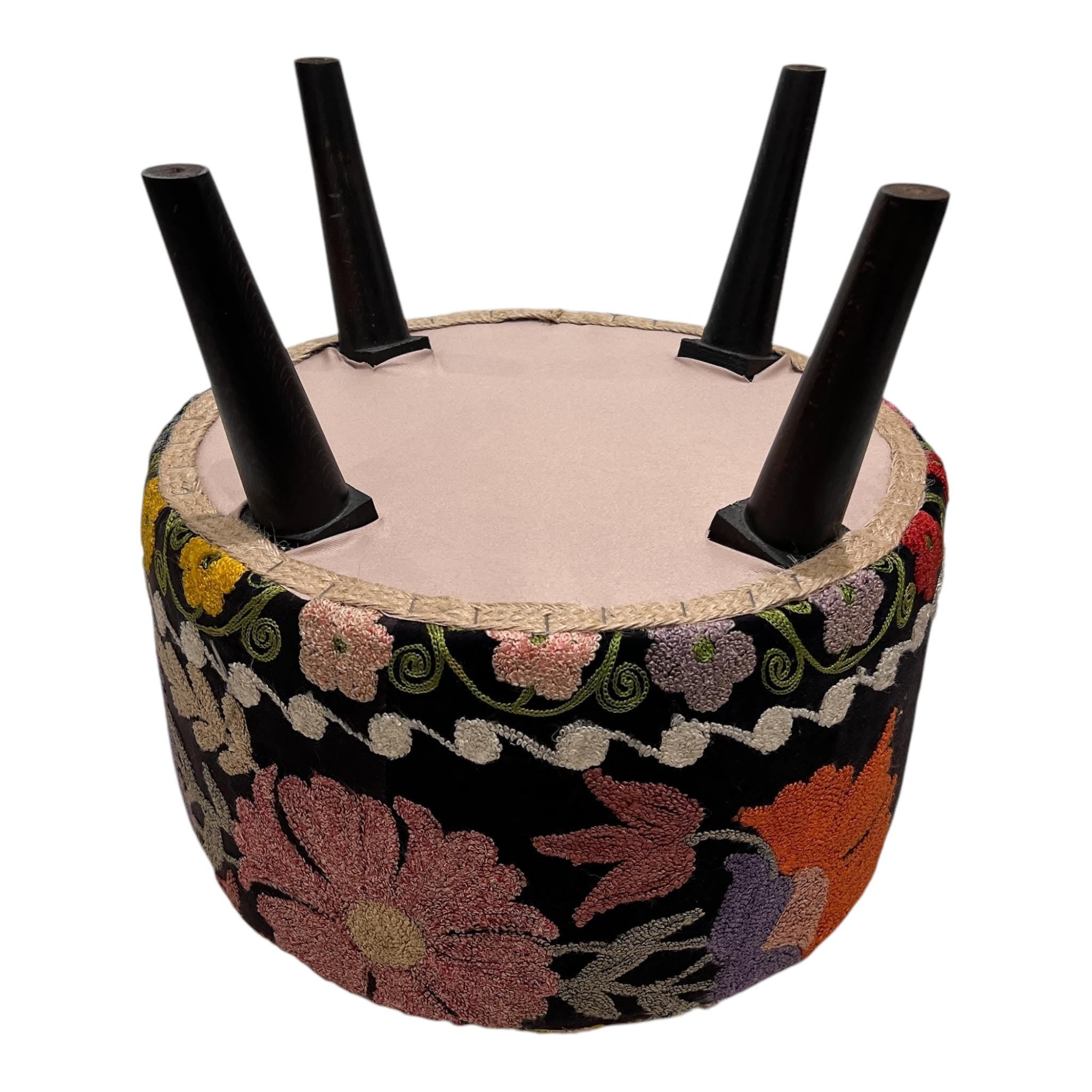 Vintage Suzani Small Round Ottoman