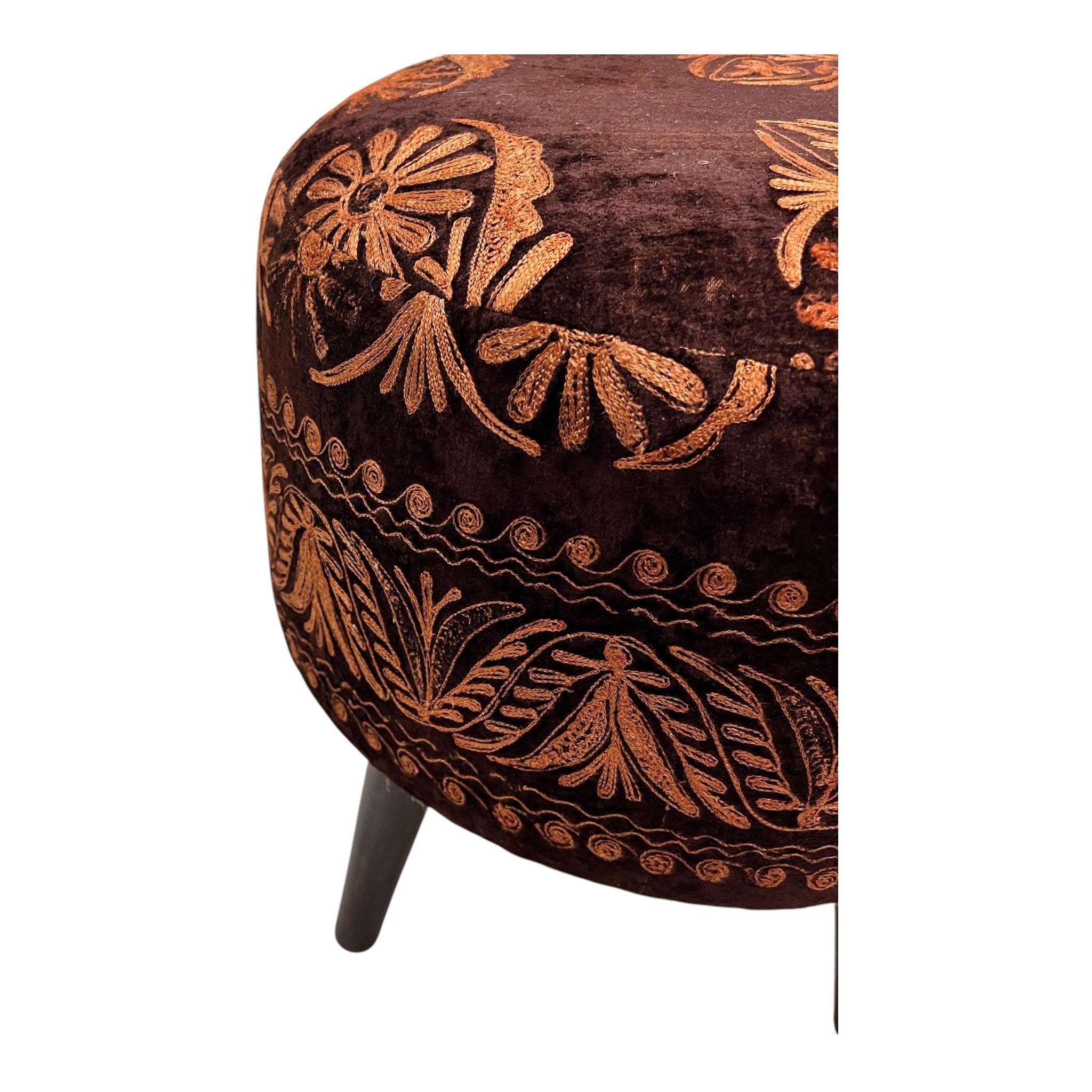 Vintage Suzani Small Round Ottoman