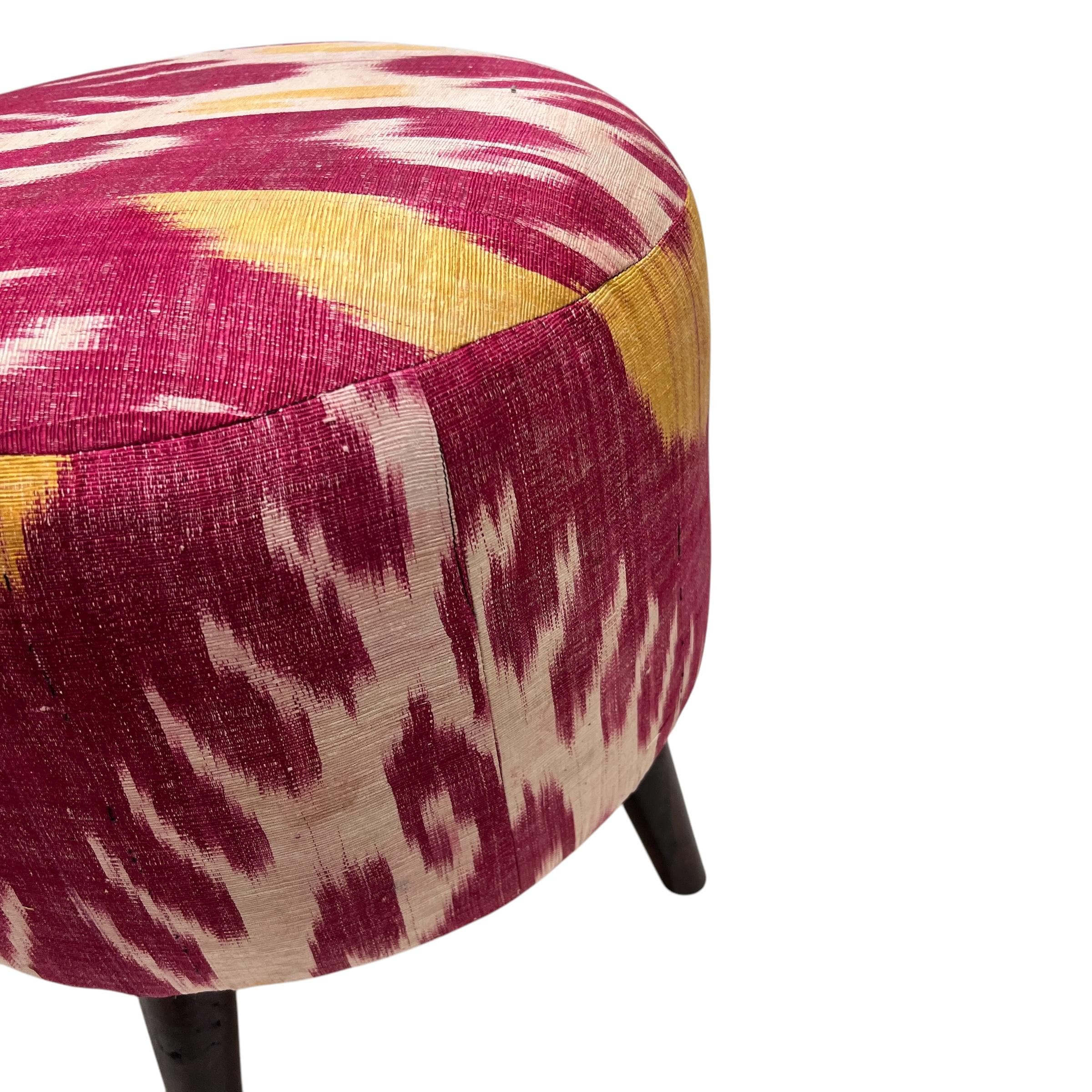 Pair of Silk Ikat Ottoman