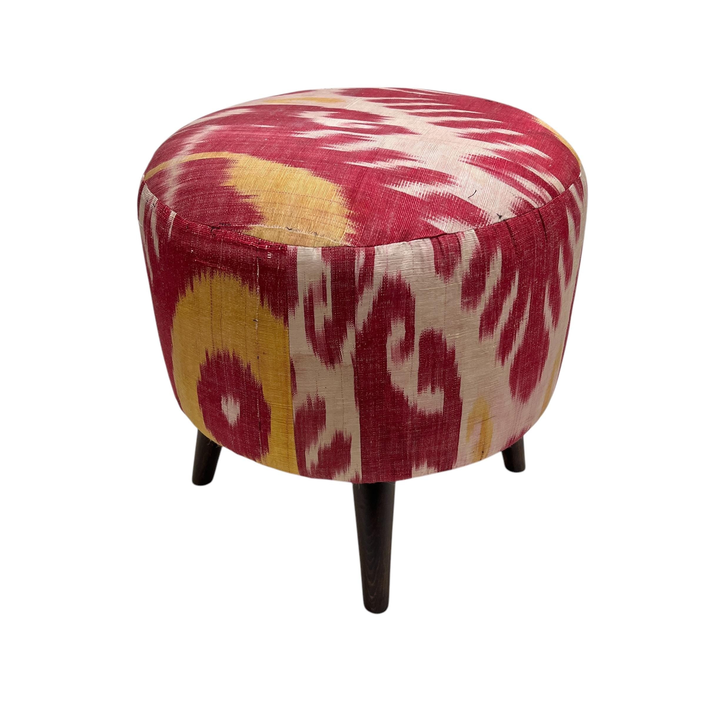 Pair of Silk Ikat Ottoman