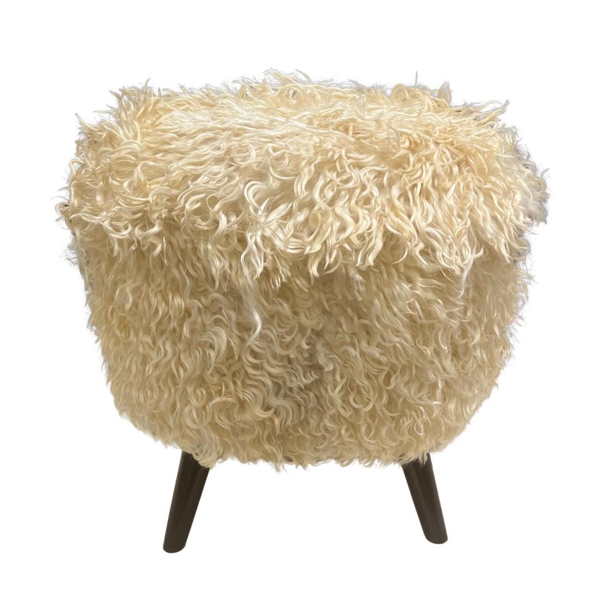 ANGORA HIDE  OTTOMAN