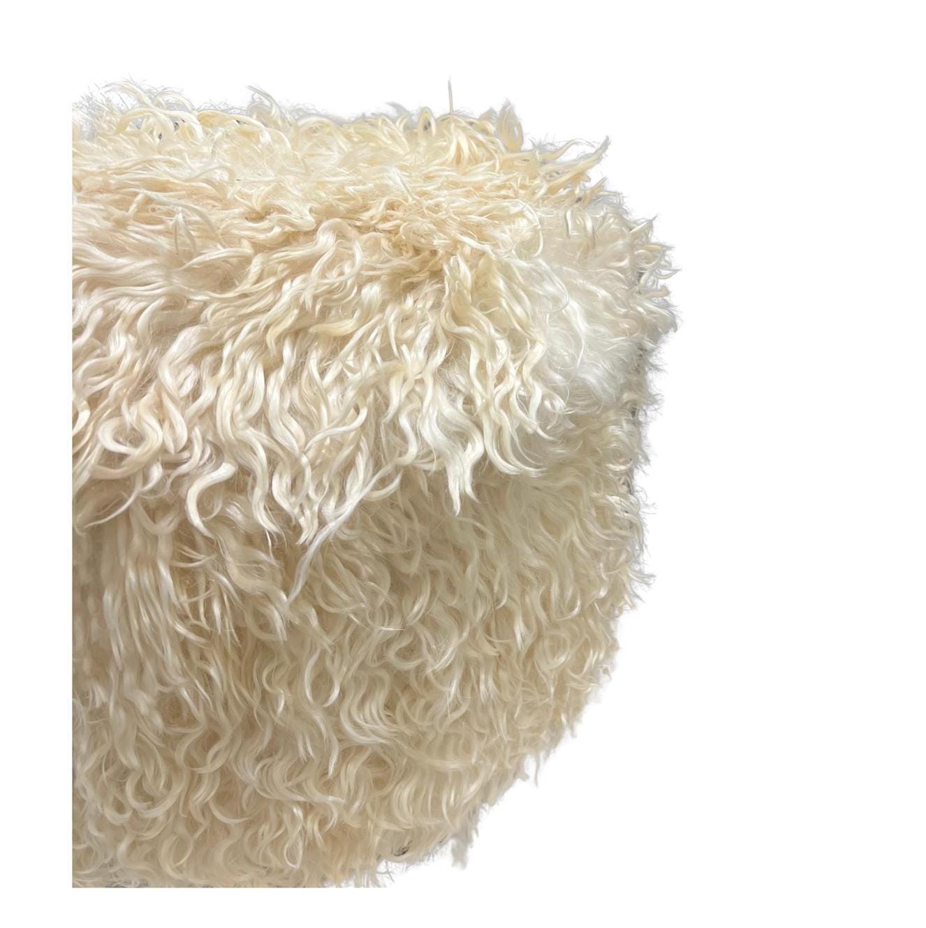 ANGORA HIDE  OTTOMAN