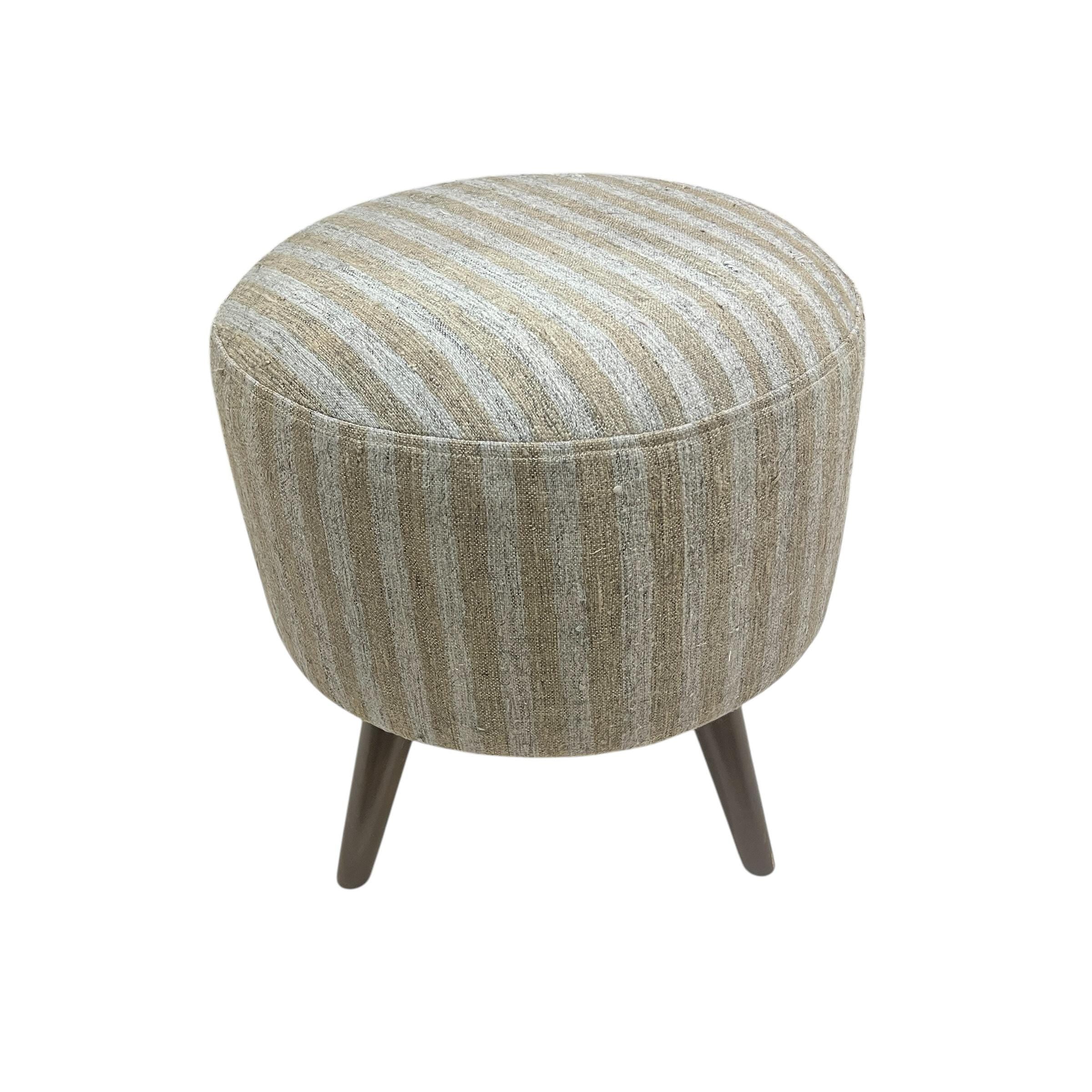Stripe Kilim Small Round Ottoman