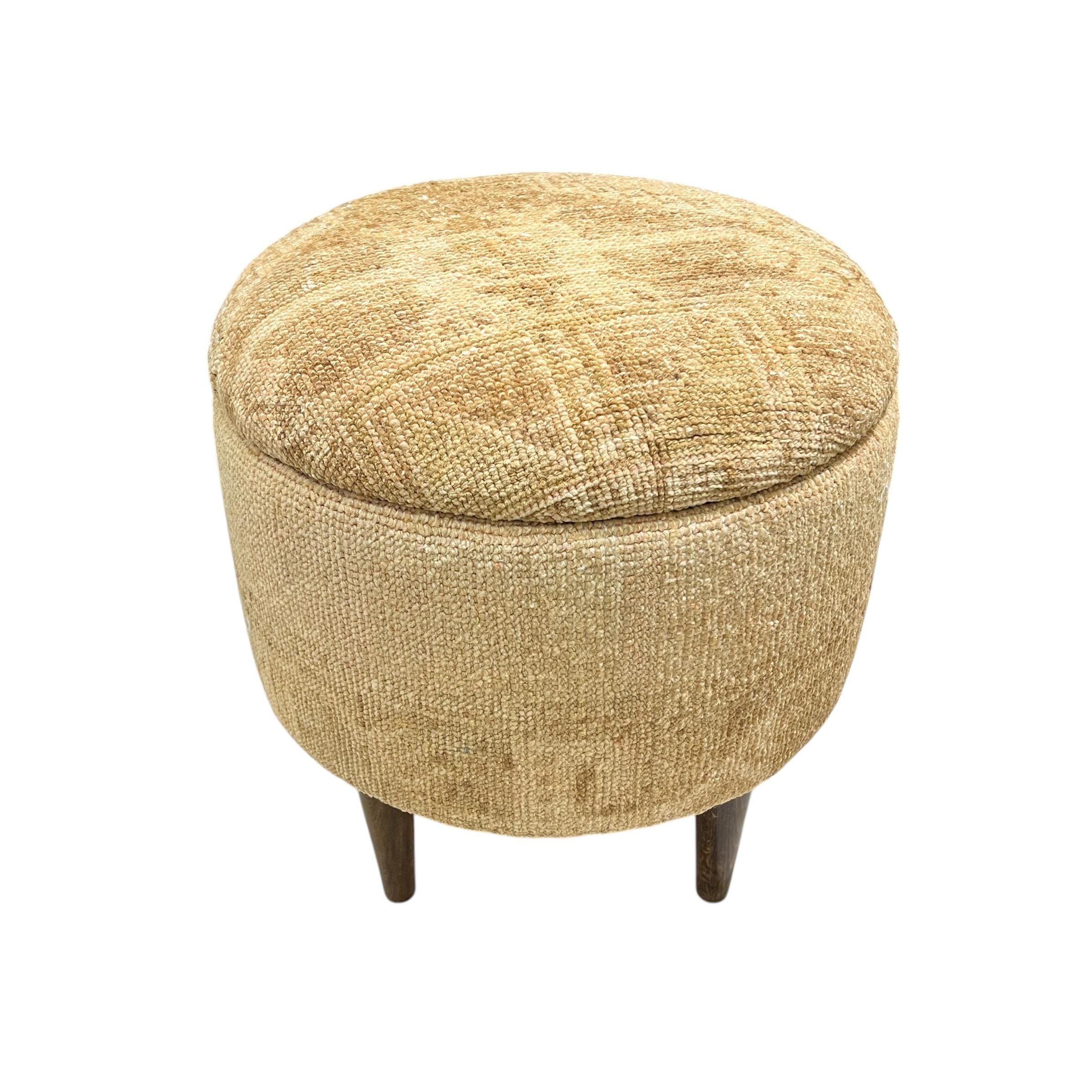 Small Vintage Carpet Round Ottoman