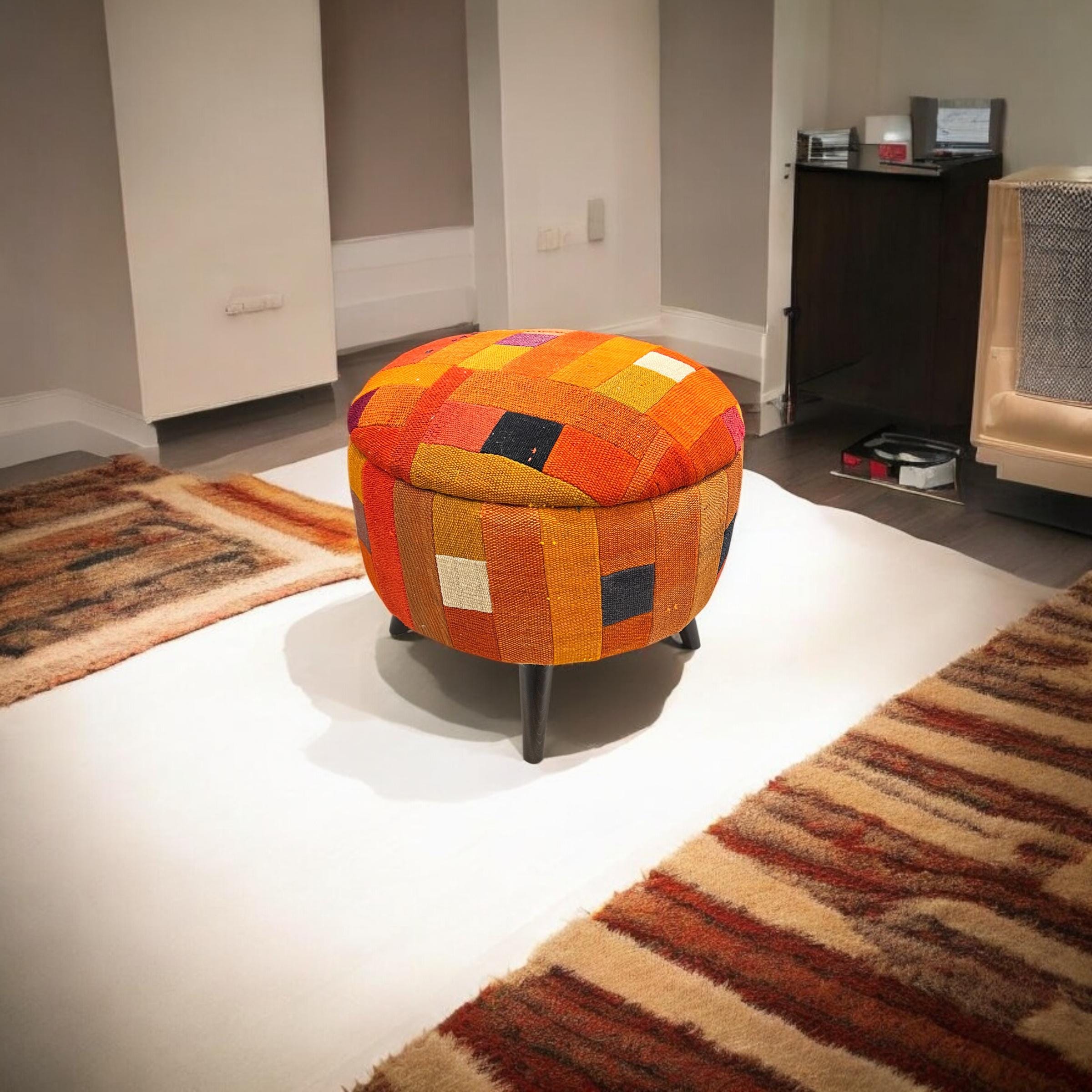 Mid-Century Medium Round Ottoman