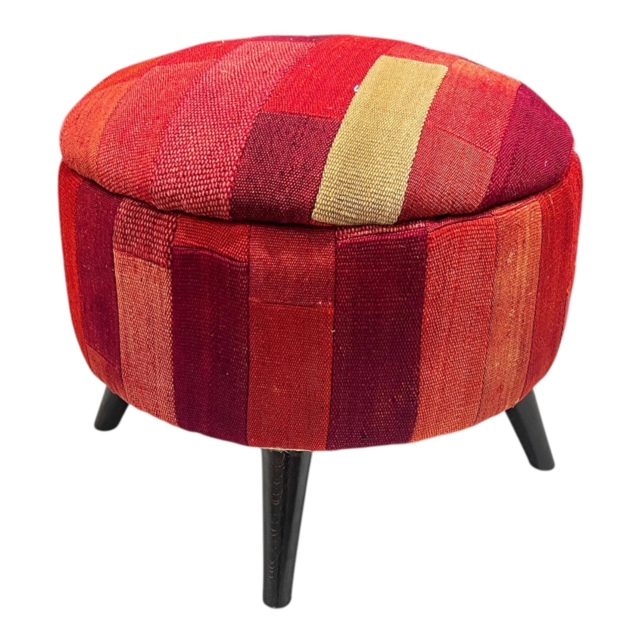 Mid-Century Medium Round Ottoman