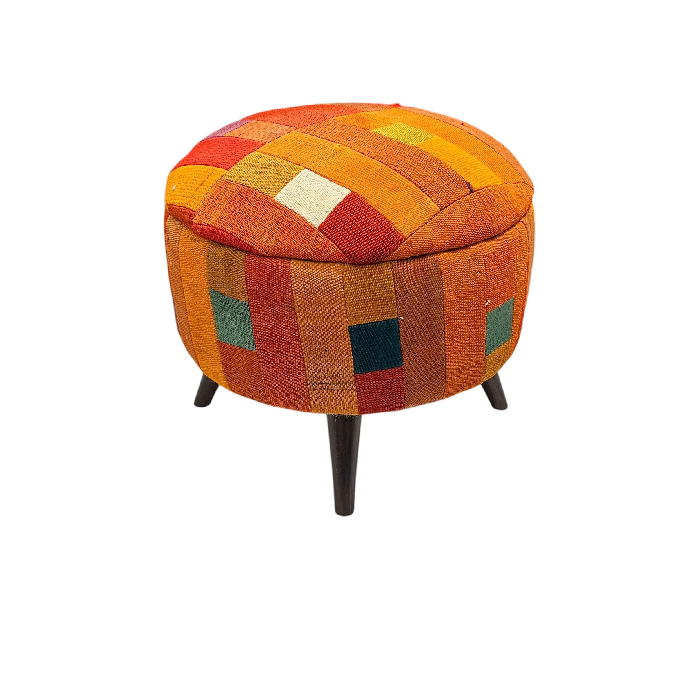 Mid-Century Medium Round Ottoman