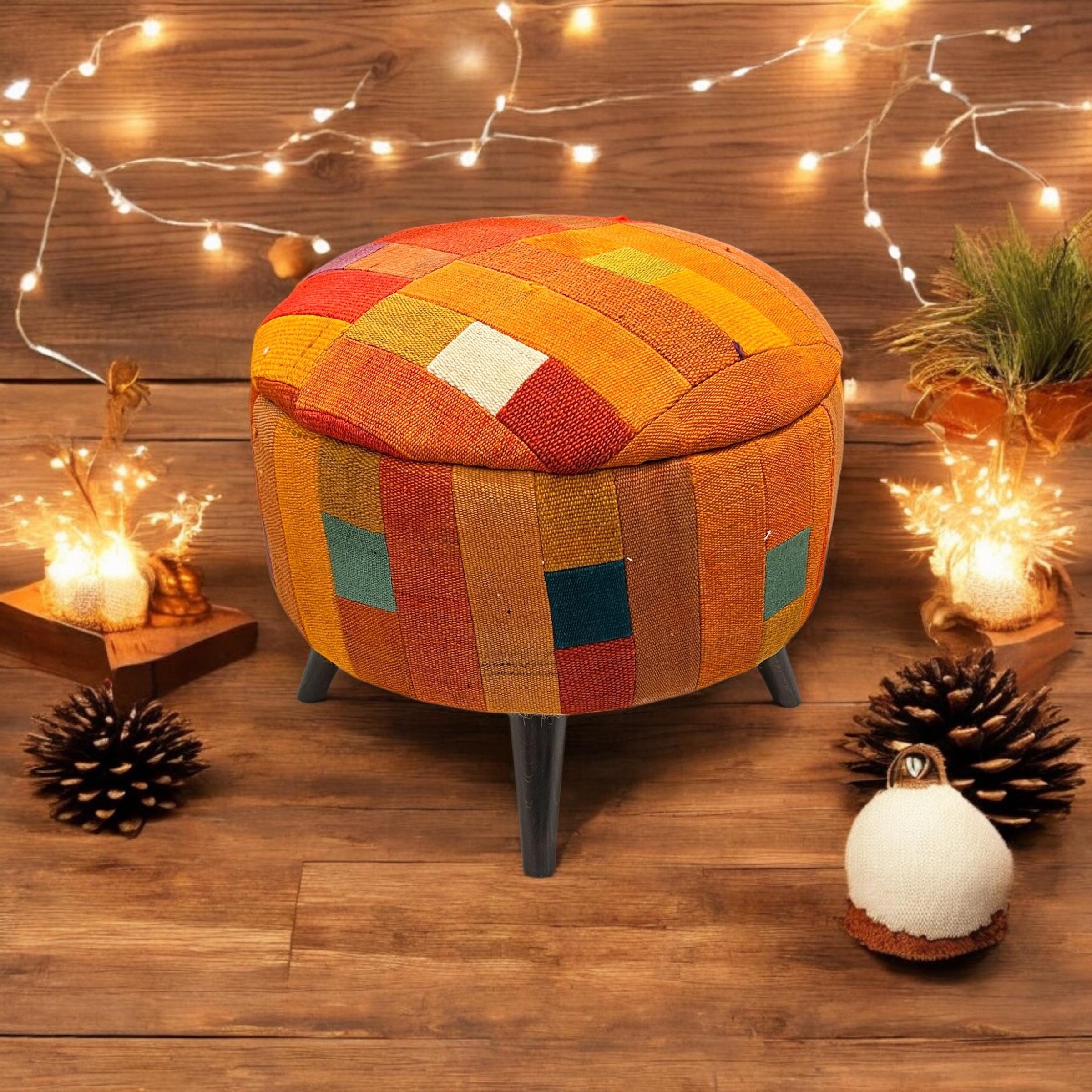 Mid-Century Medium Round Ottoman